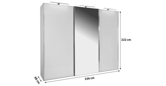 Schwebetürenschrank Mit Spiegel 336cm Sonate Rom, Weiß - Weiß, MODERN, Holz/Holzwerkstoff (336/222/68cm) - Luca Bessoni