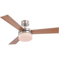 Deckenventilator Andreas Silber 3 Flügel, LED-Leuchte - Silberfarben/Braun, KONVENTIONELL, Glas/Holz (105/30,5cm) - Globo