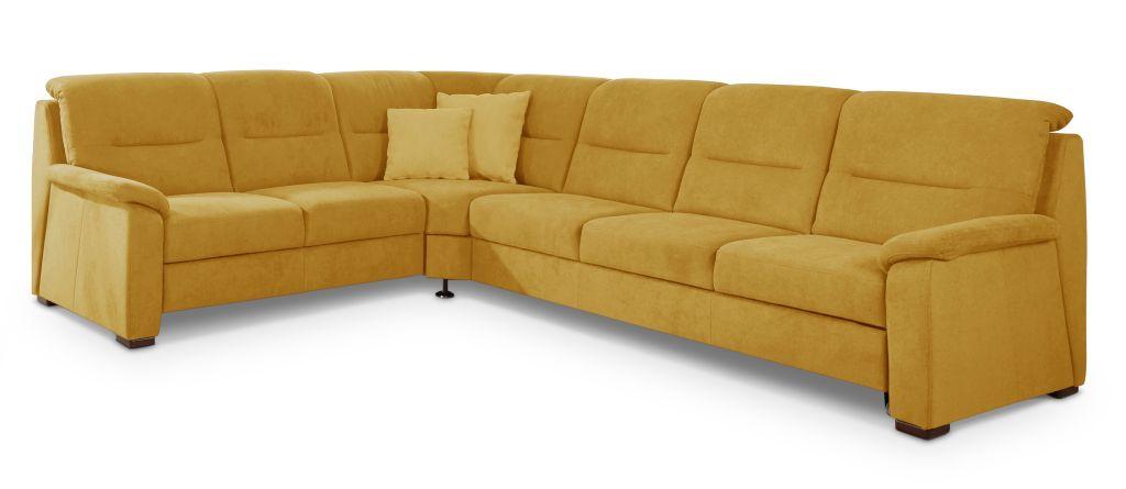 Sedačka ESE, žlutá, levá, s funkcemi a relaxačním rohem - černá/žlutá, Konvenční, dřevo/textil (245/303cm)