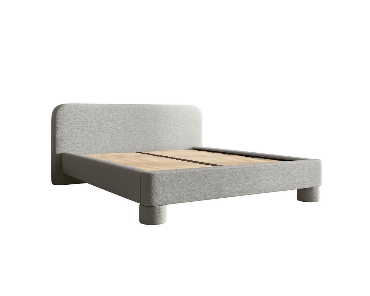 Polster Bett Bill 120 Creme LF: 120x200 cm - Schwarz/Grau, MODERN, Textil/Metall (140/200cm) - MID.YOU