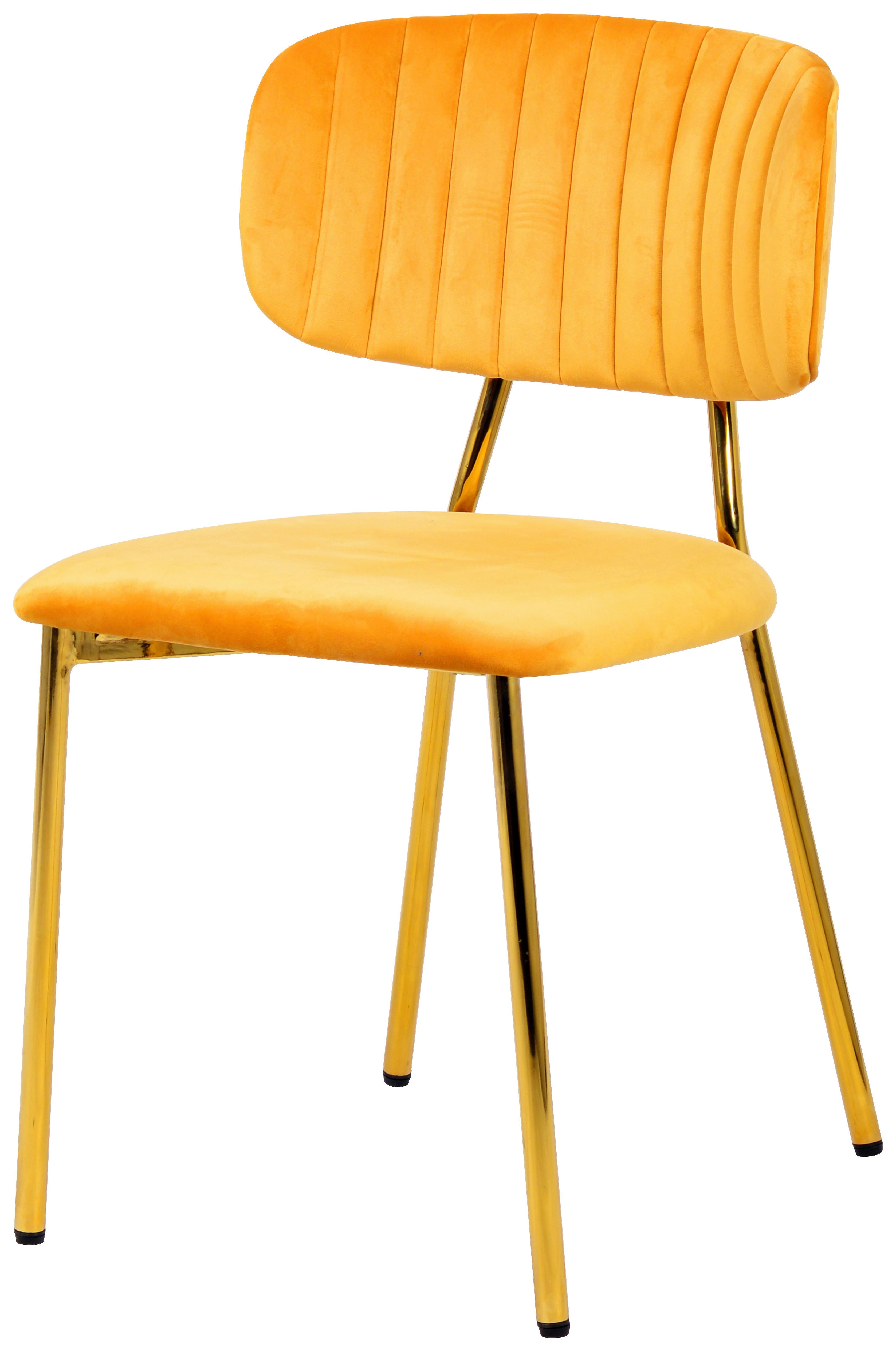 Stuhl-set Giselle 125 Hellorange - Goldfarben/Orange, Design, Kunststoff/Metall (47/80/51cm) - Kayoom