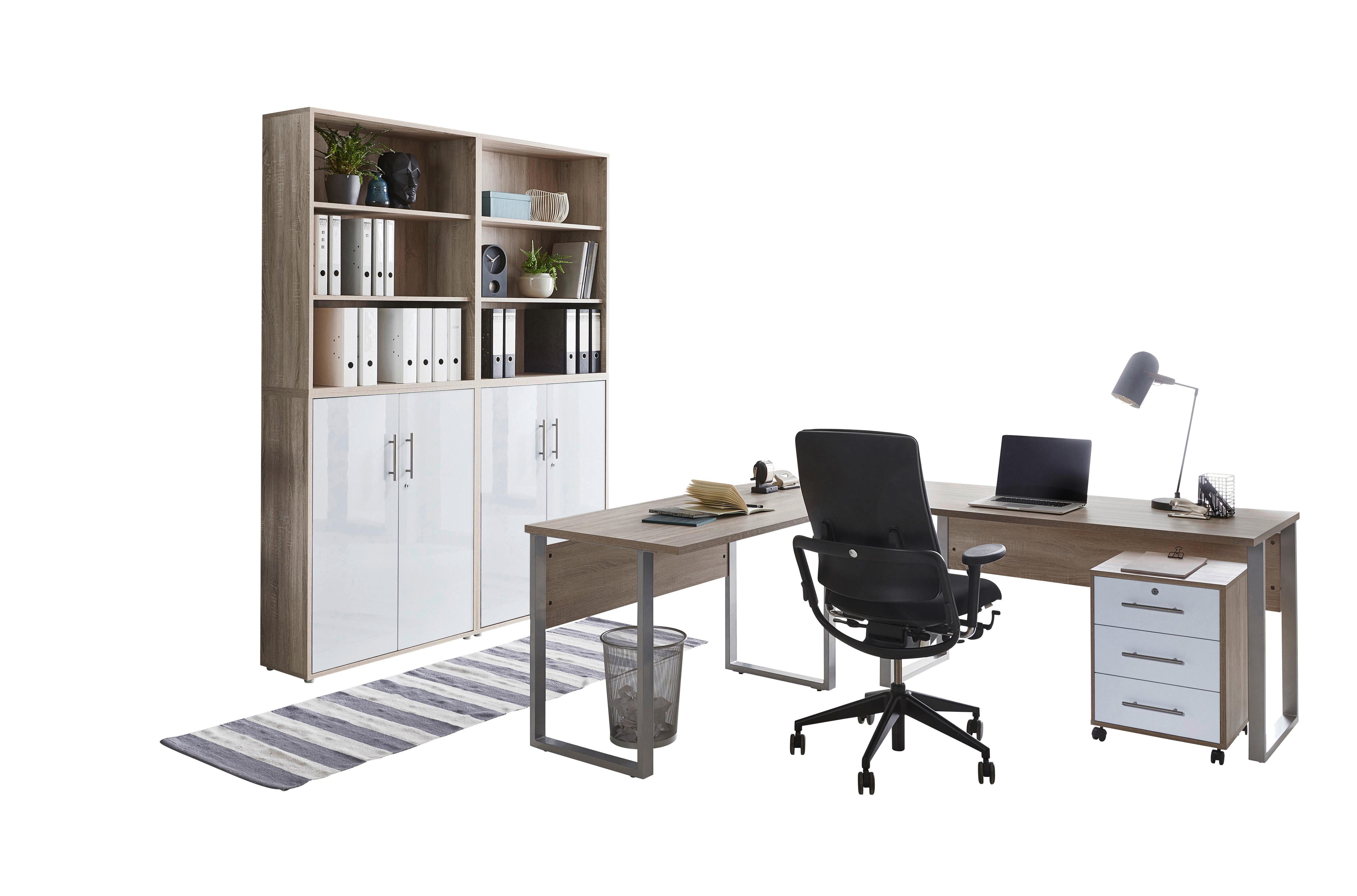 Büro Office Edition Sonoma Eiche Dekor/weiß - Weiß/Sonoma Eiche, MODERN, Holzwerkstoff/Metall - MID.YOU