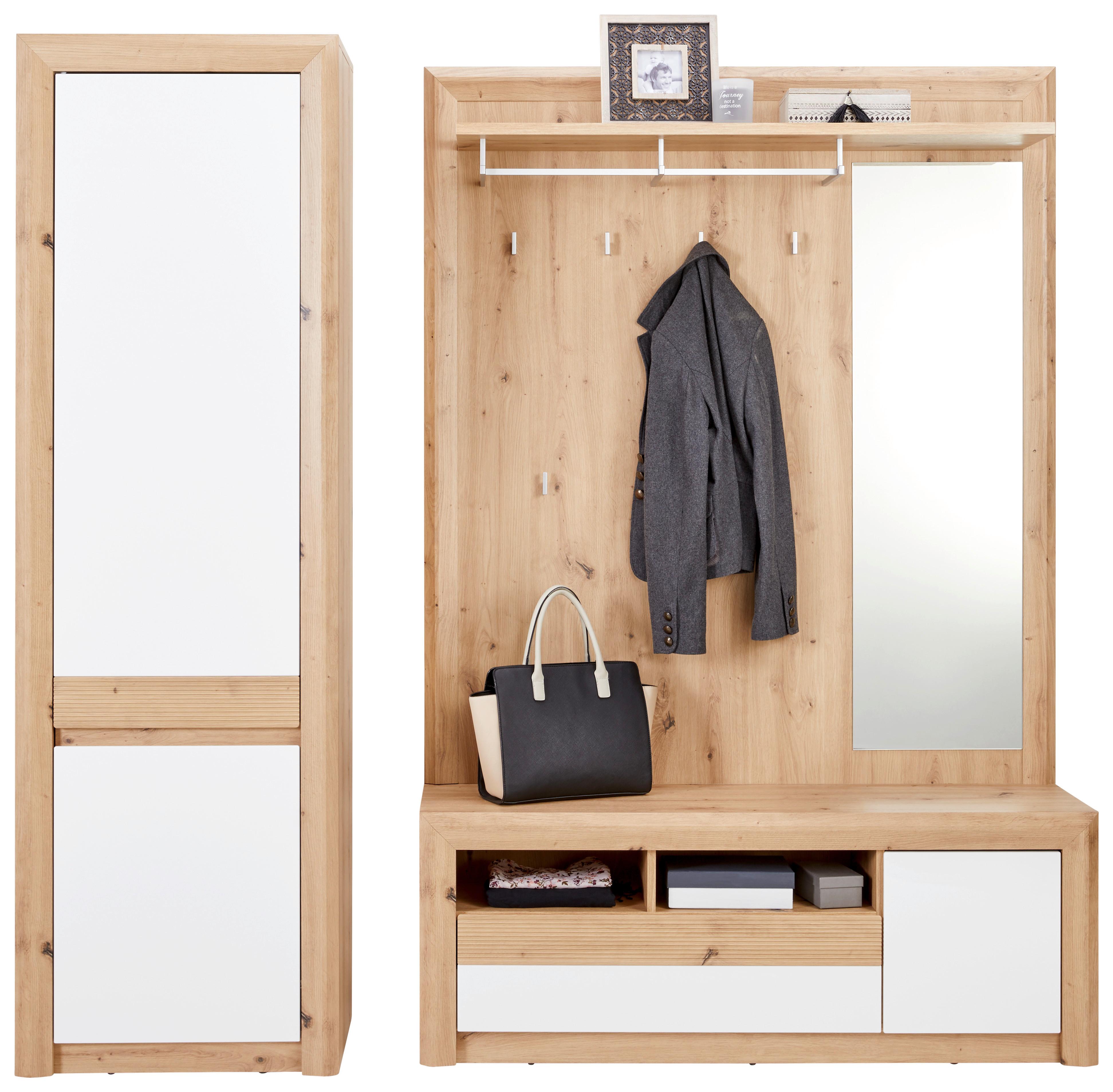 Garderoben-Set Kashmir New Weiß/Eiche Dekor 2--Teilig.