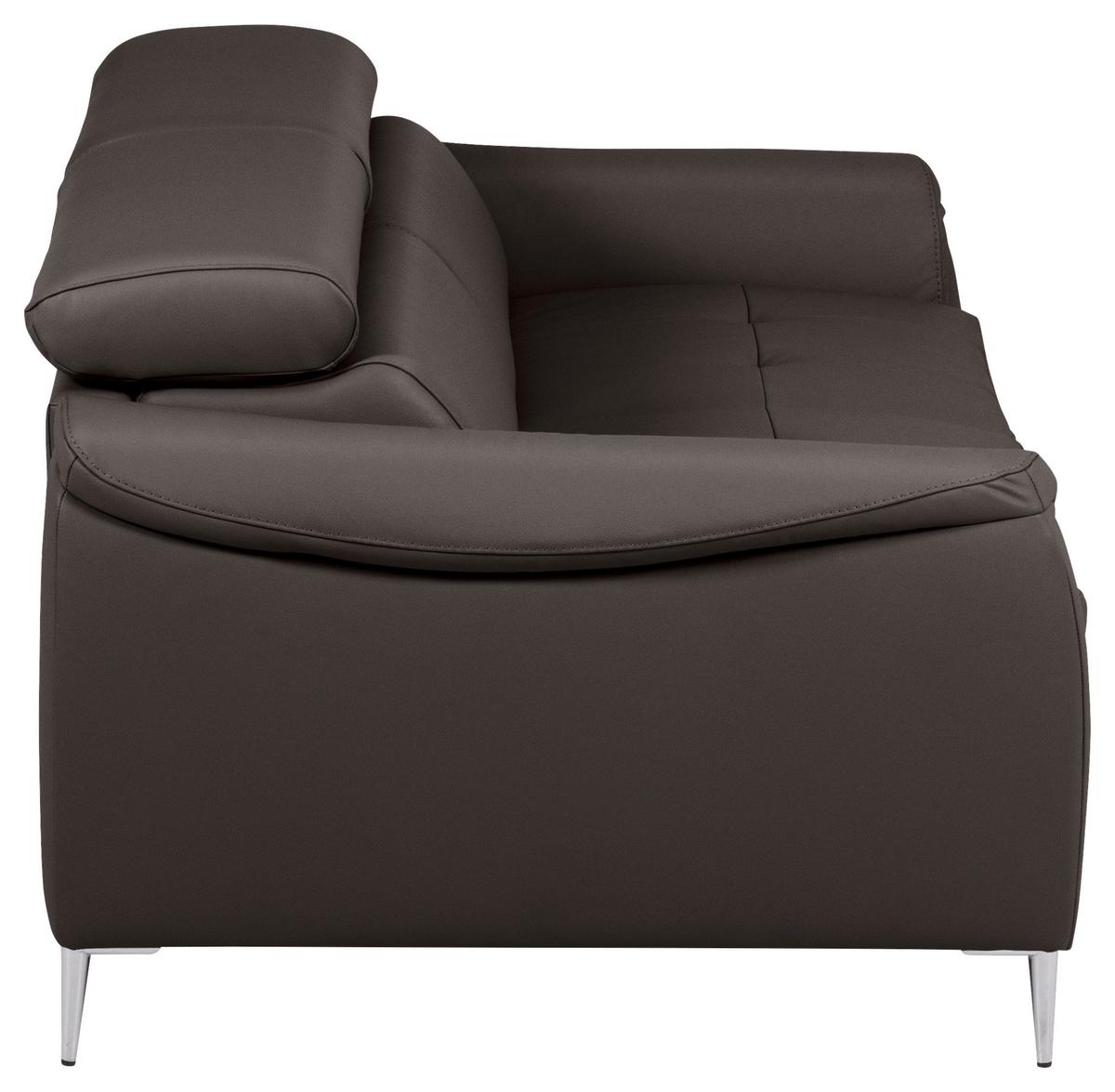Schlafsofa Pafos Dunkelbraun Lederlook, Rindsleder B: 203cm - Dunkelbraun, Design, Leder/Textil (203/77-98/103cm) - MID.YOU