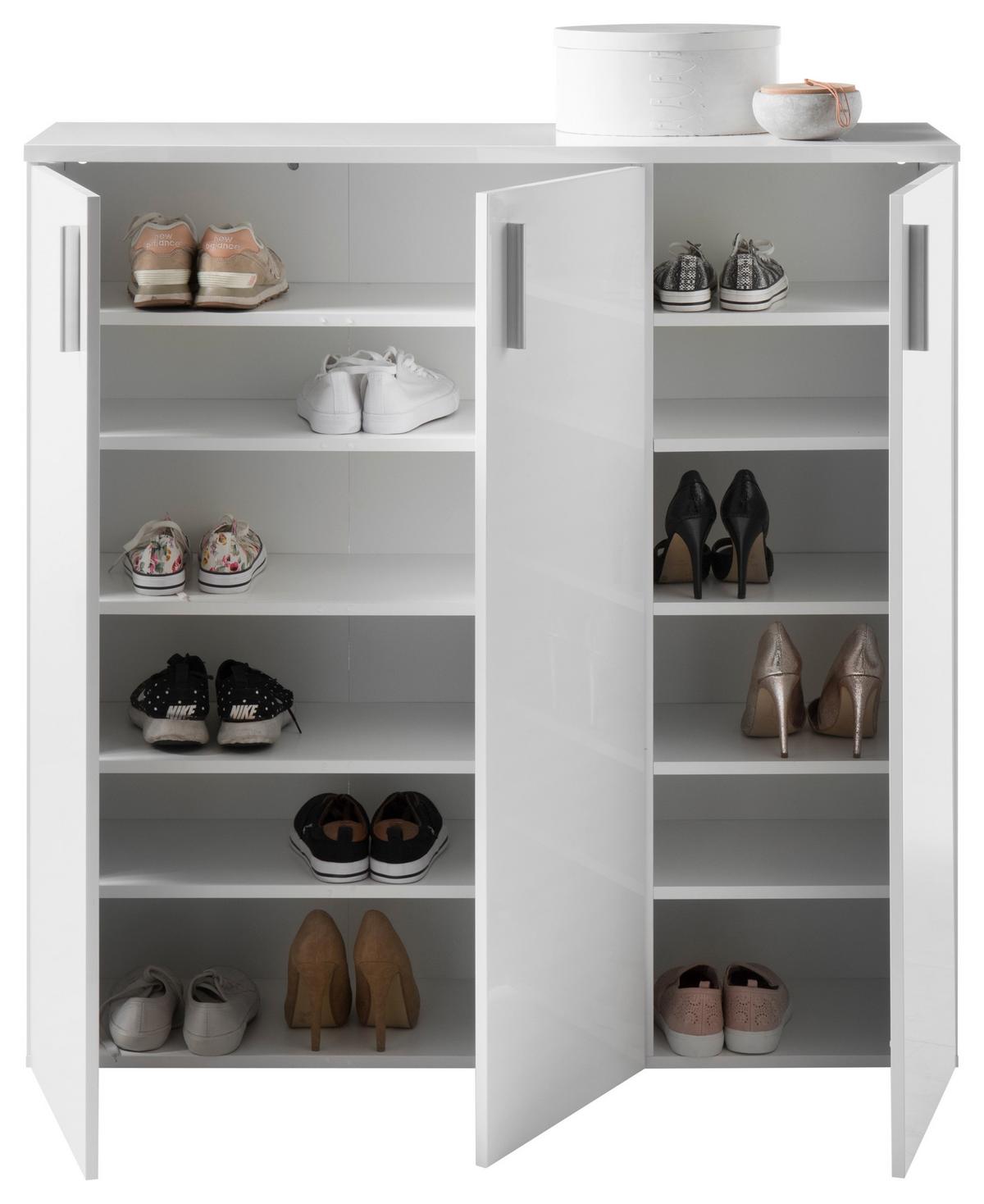 Schuhschrank Lincoln Weiß Dekor 3-Türig B: 120 cm - Weiß, MODERN, Holzwerkstoff (120/120/35cm) - MID.YOU