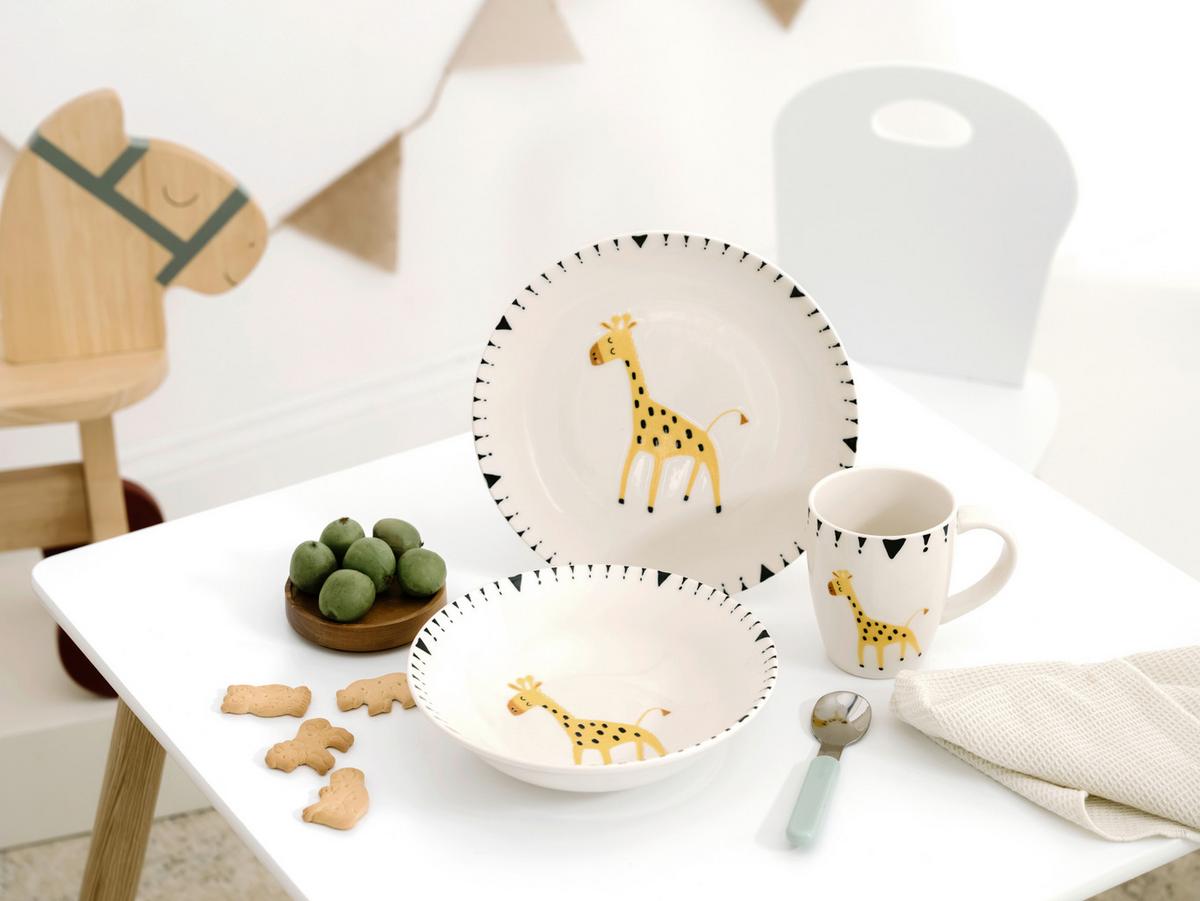 Kindergeschirrset 3 -Teilig. Steinzeug, Giraffe - Multicolor, Basics, Keramik - Creatable
