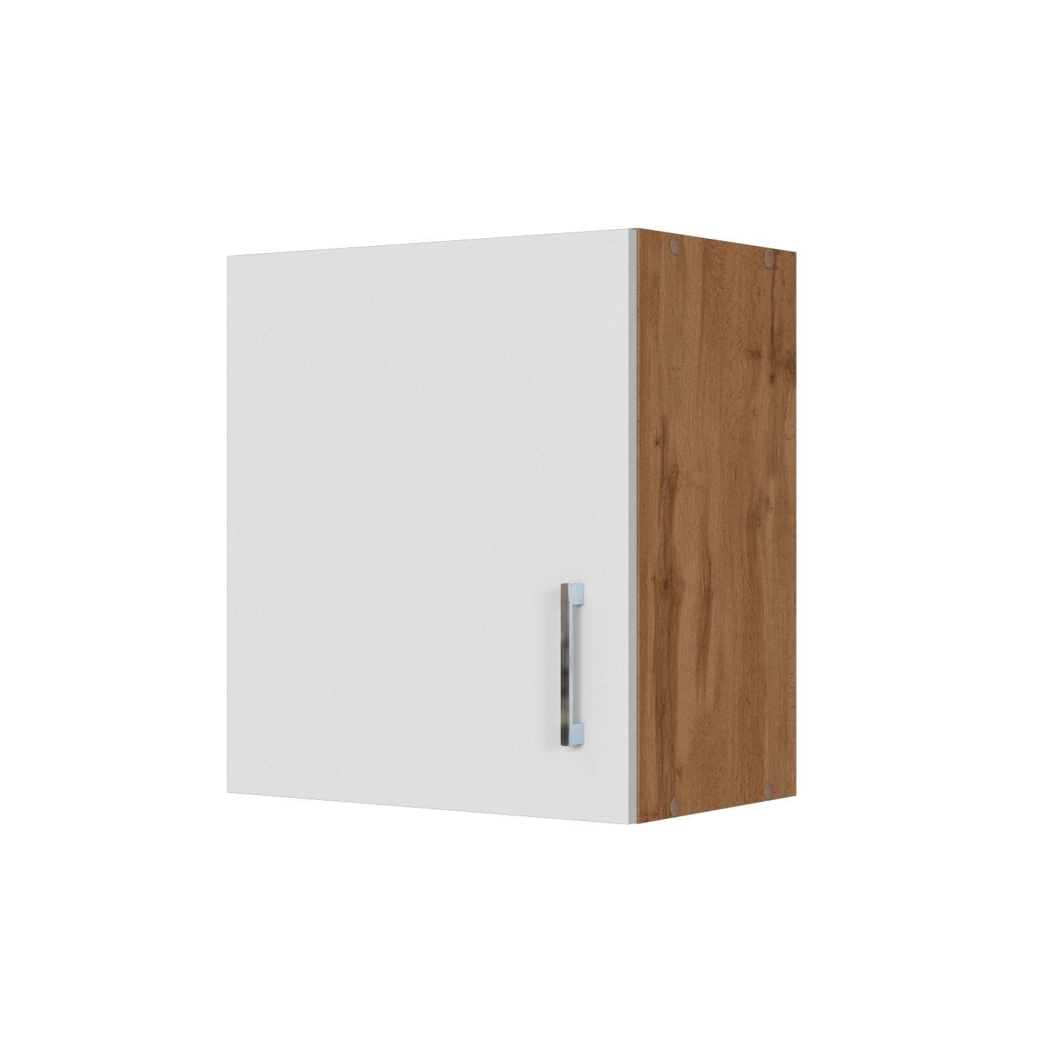 Küchenoberschrank B: 50 cm Eiche Dekor/Weiß 1 Drehtüre - Eiche Wotan/Weiß, MODERN, Holzwerkstoff (50/57/34cm) - Held