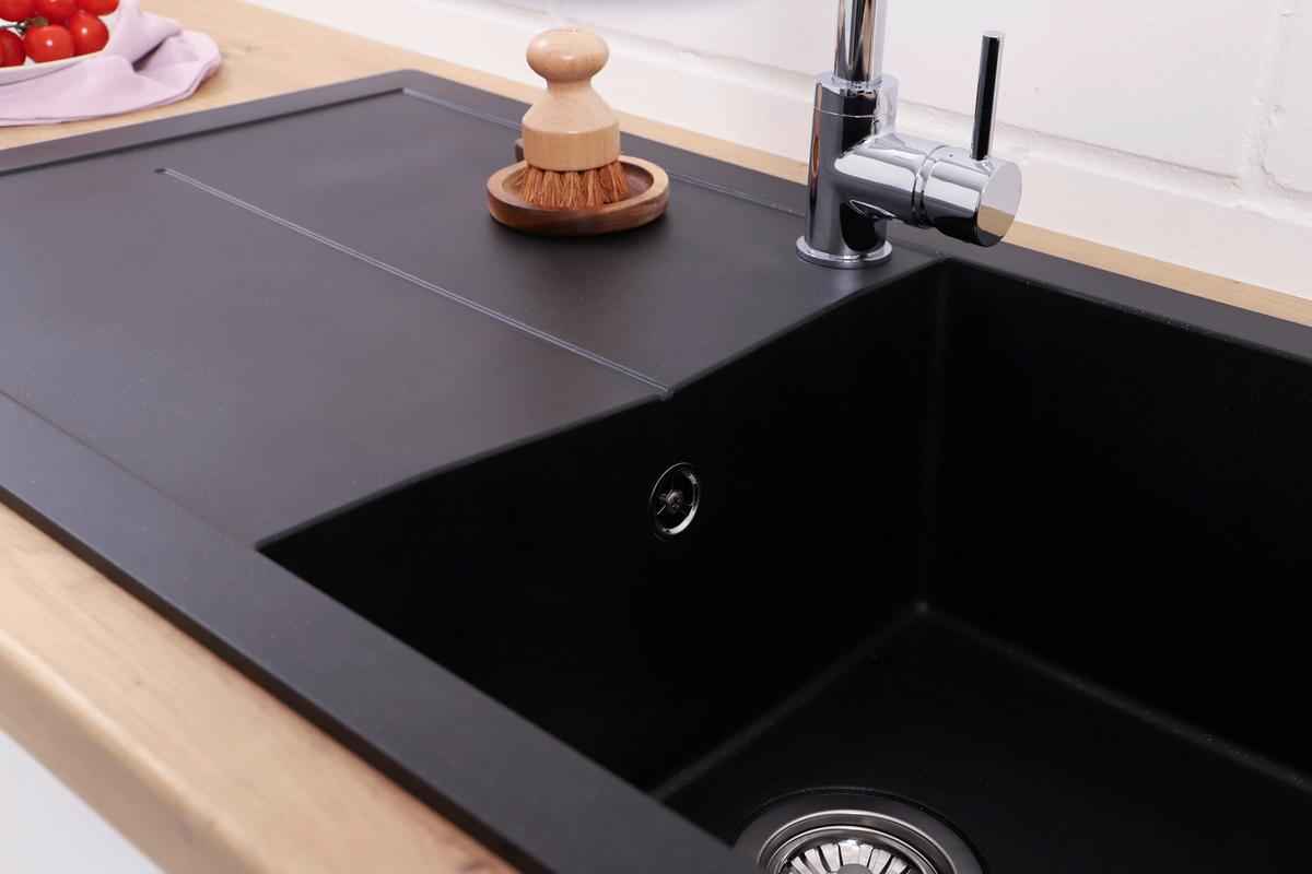 Spüle Cleveland Schwarz 86x21,4 Cm - Schwarz, Basics, Glas/Kunststoff (86/21,4/50cm) - Respekta