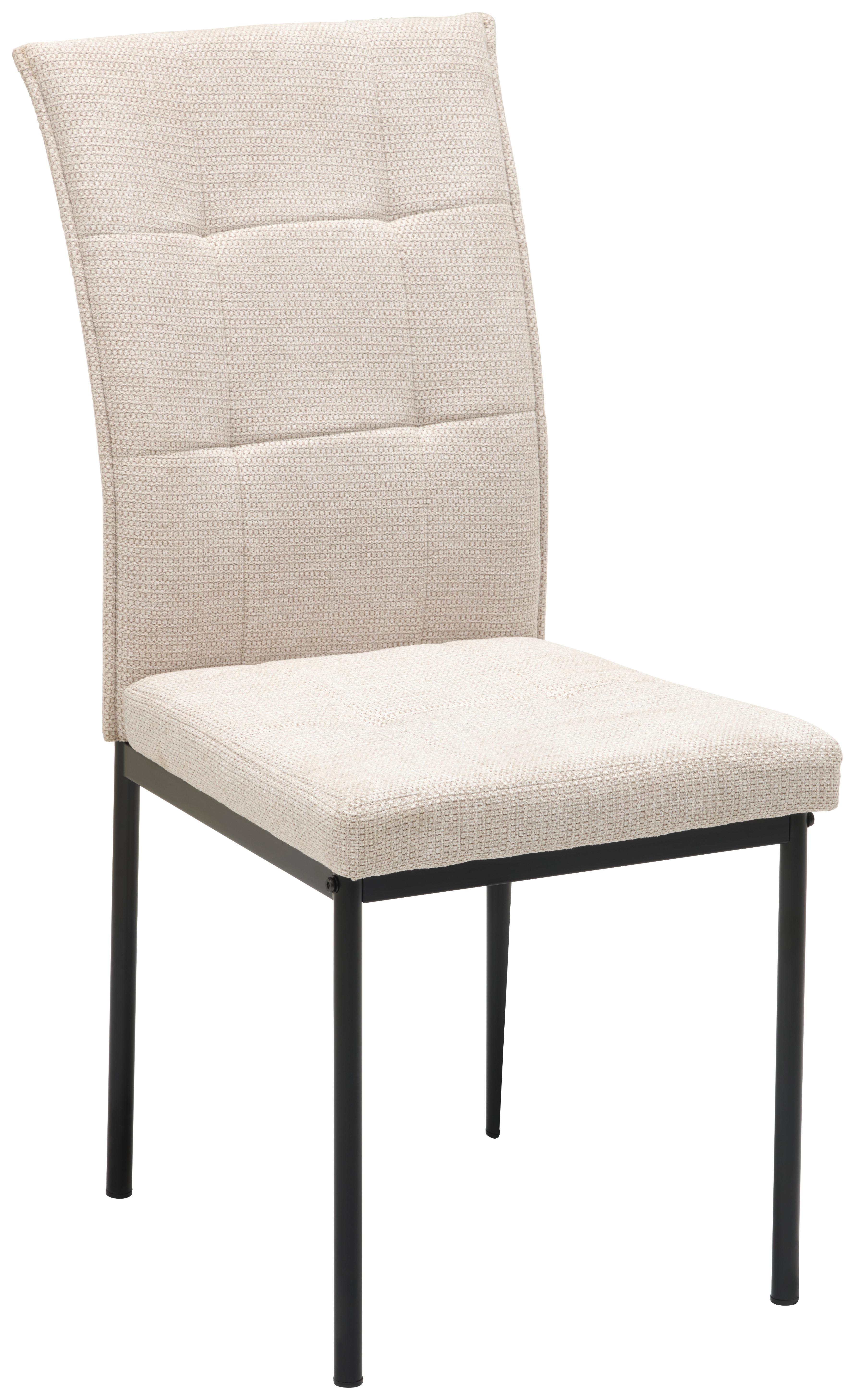 Vierfußstuhl Finn Webstoff Beige, B: 44 cm - Beige/Schwarz, KONVENTIONELL, Textil/Metall (44/96/61cm) - MID.YOU