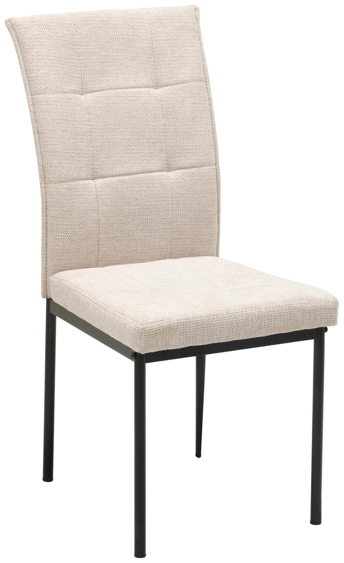 Vierfußstuhl Finn Webstoff Beige, B: 44 cm - Beige/Schwarz, KONVENTIONELL, Textil/Metall (44/96/61cm) - MID.YOU
