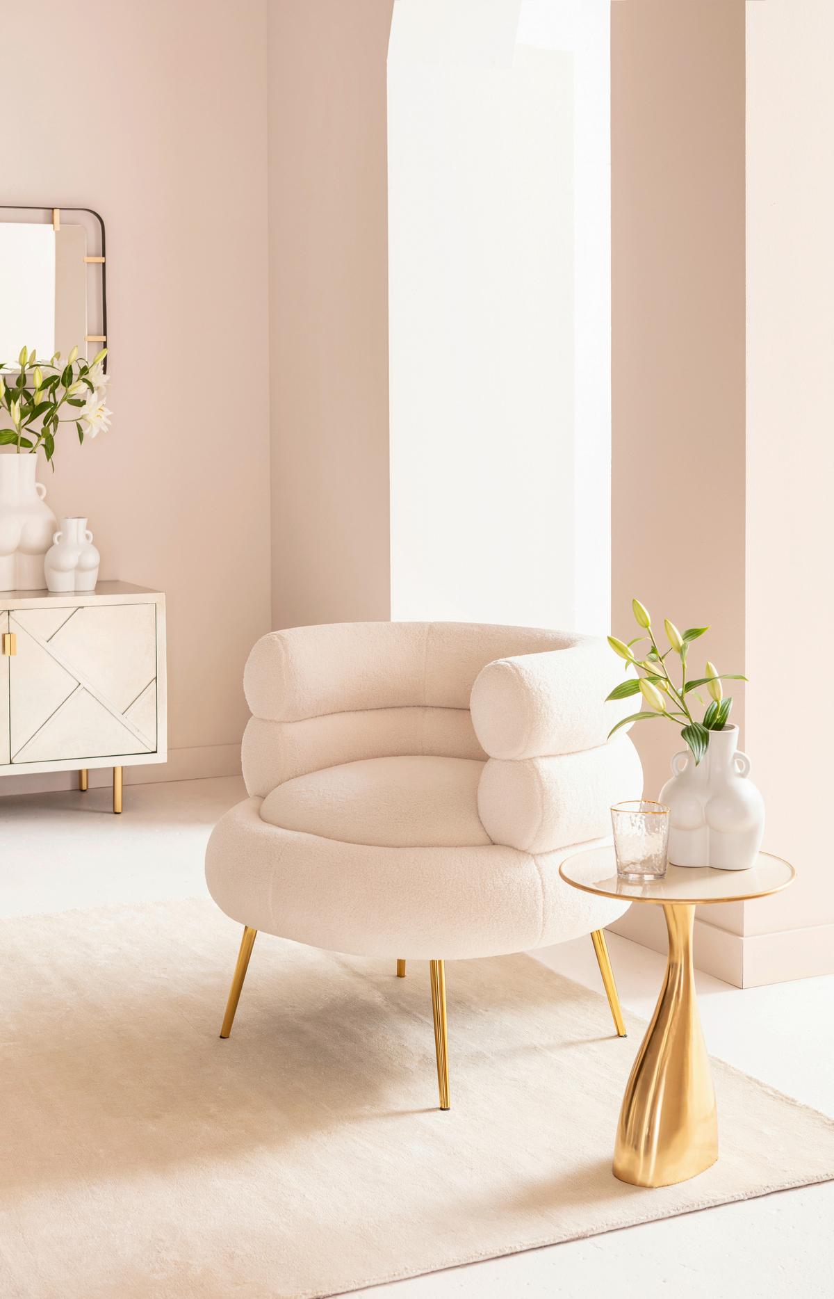 Cocktailsessel Livelli Creme B: 74 Cm - Goldfarben/Creme, Textil (74/77/73cm) - Kare-Design