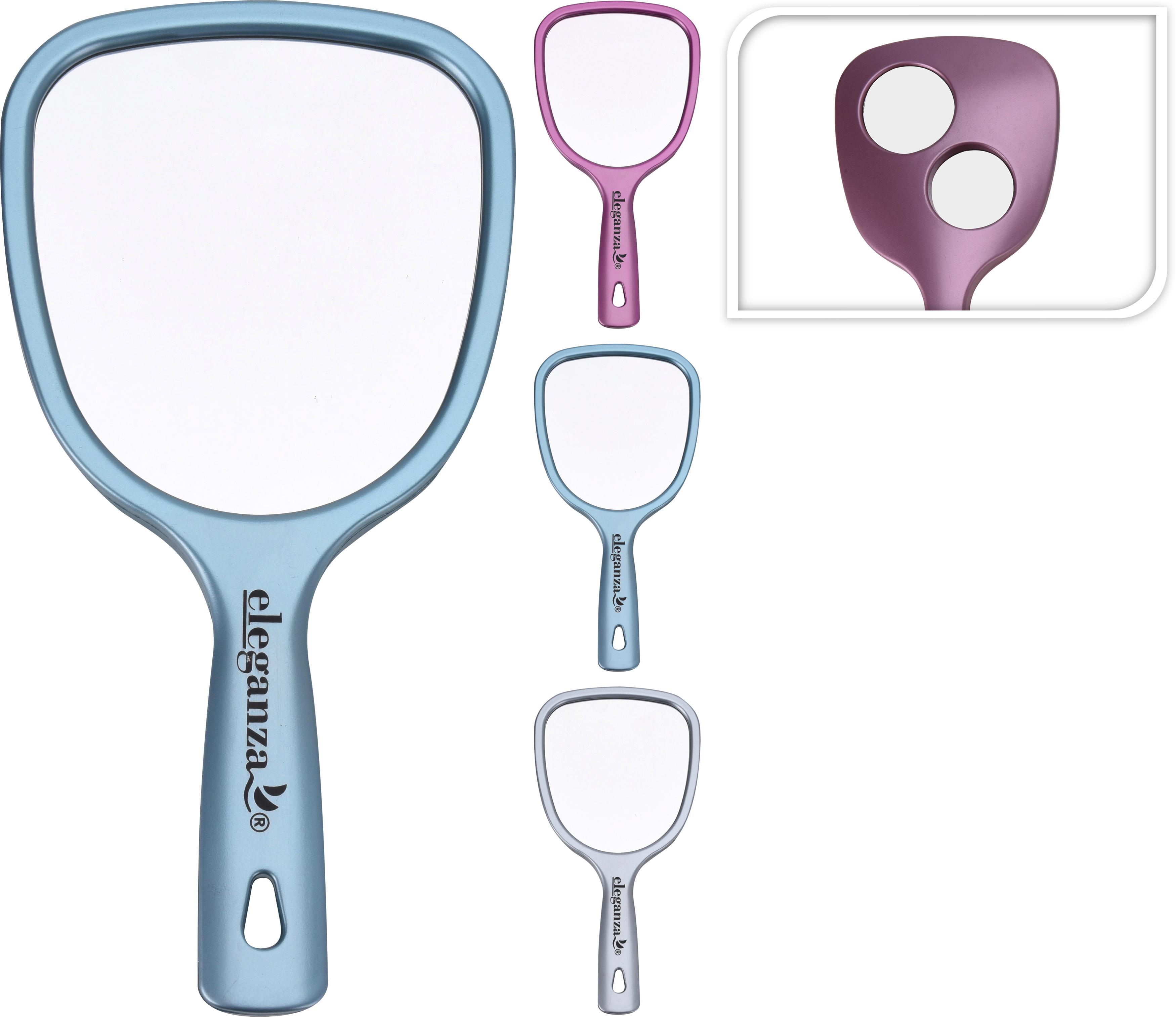 Kosmetikspiegel Eleganza - Blau/Pink, Basics, Glas/Kunststoff (25,5cm)