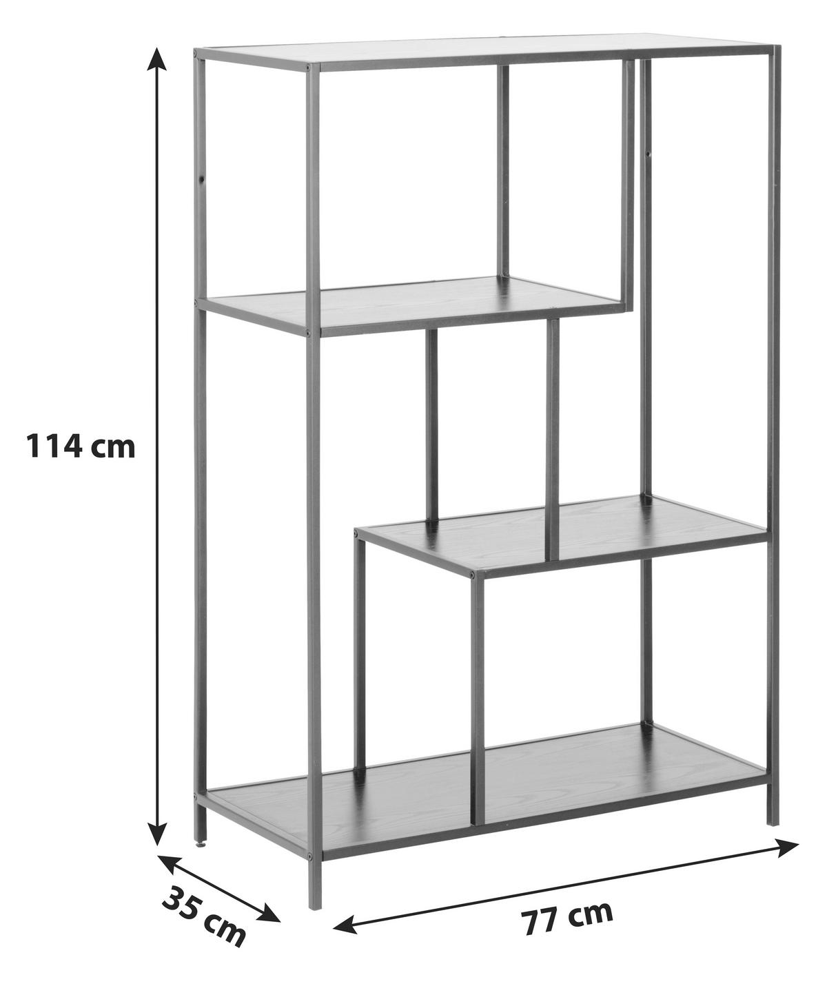 Polcos Elem Seaford 77/114cm - fekete/kőris, Trend, faalapú anyag/fém (77/114/35cm) - MID.YOU