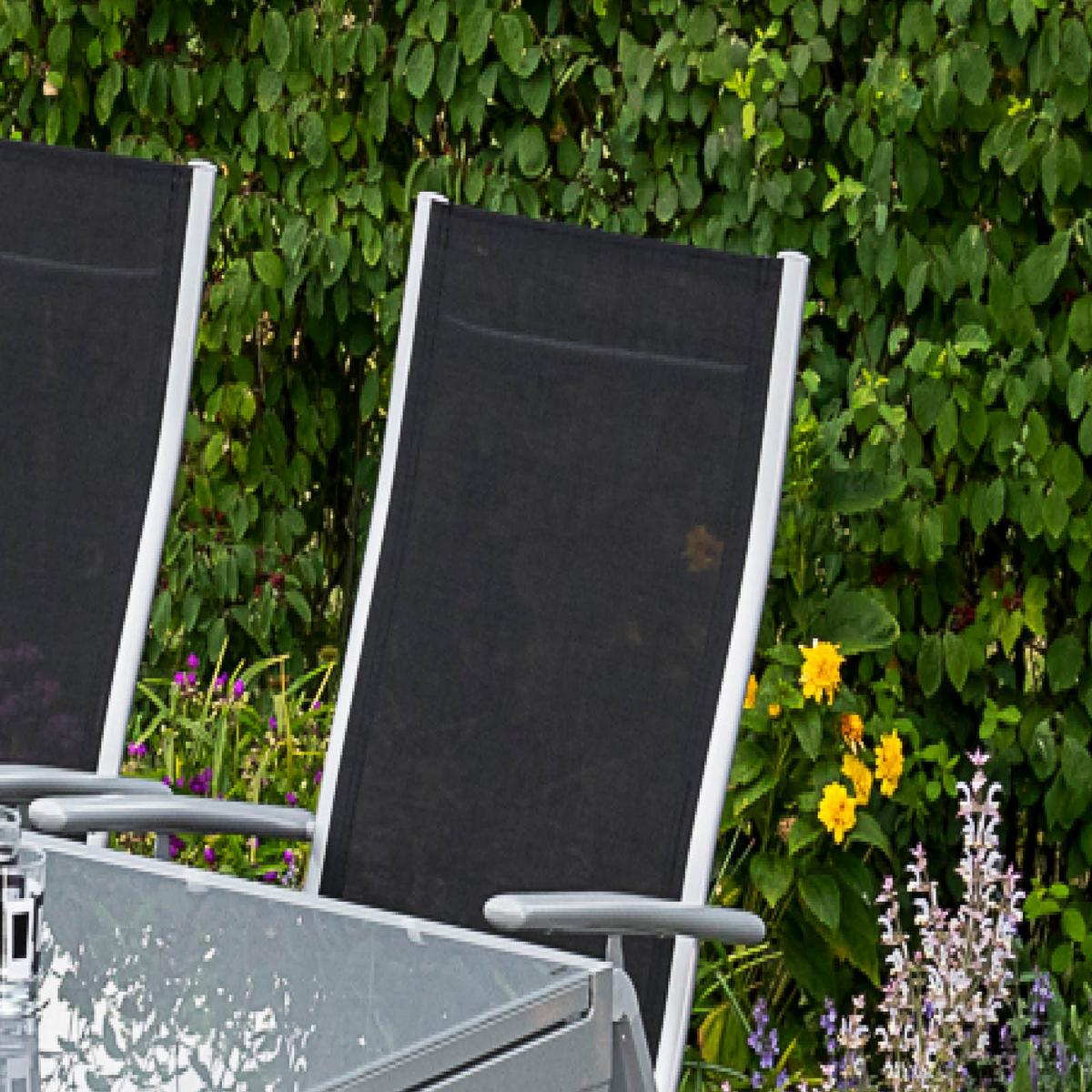 Gartensessel Klappbar Amalfi Metall/Textil - Silberfarben/Dunkelblau, ROMANTIK / LANDHAUS, Textil/Metall (57/108/65cm) - Gardenson