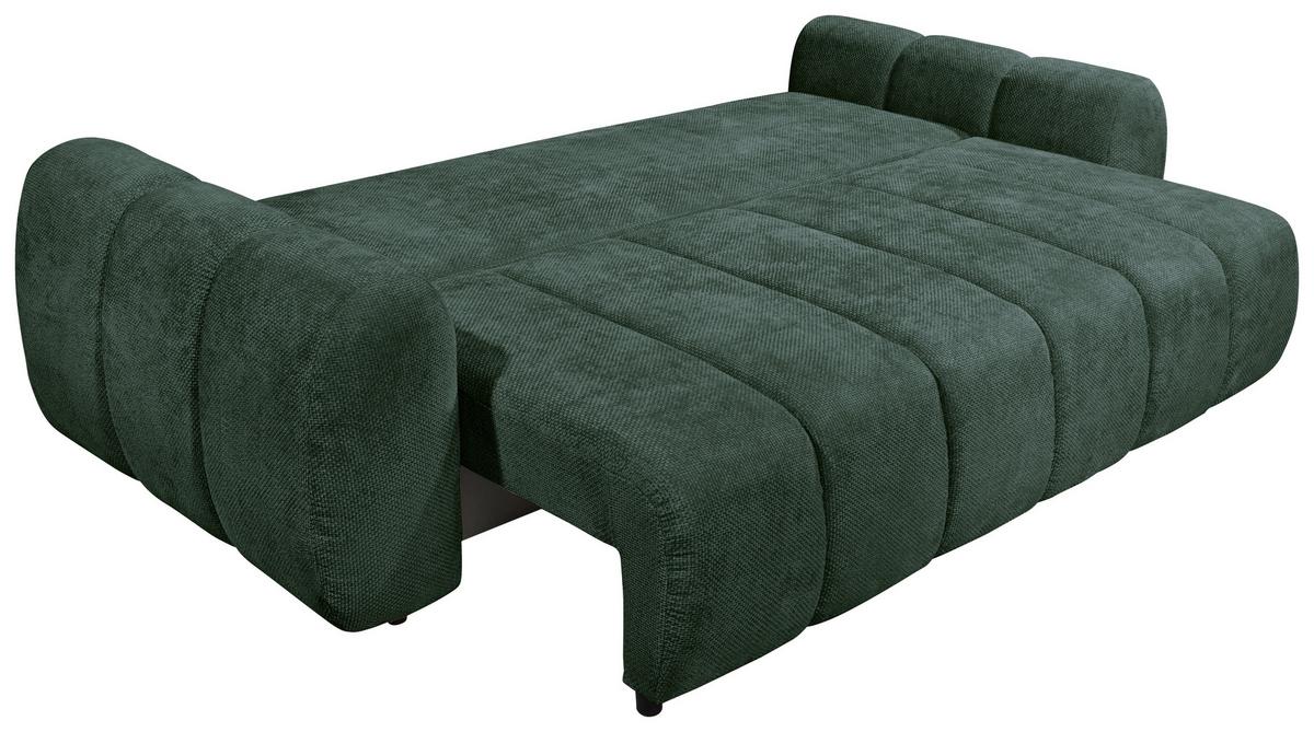Schlafsofa Bubble Dunkelgrün B: 256 Cm - Dunkelgrün/Schwarz, Design, Textil (256/76/112cm) - MID.YOU