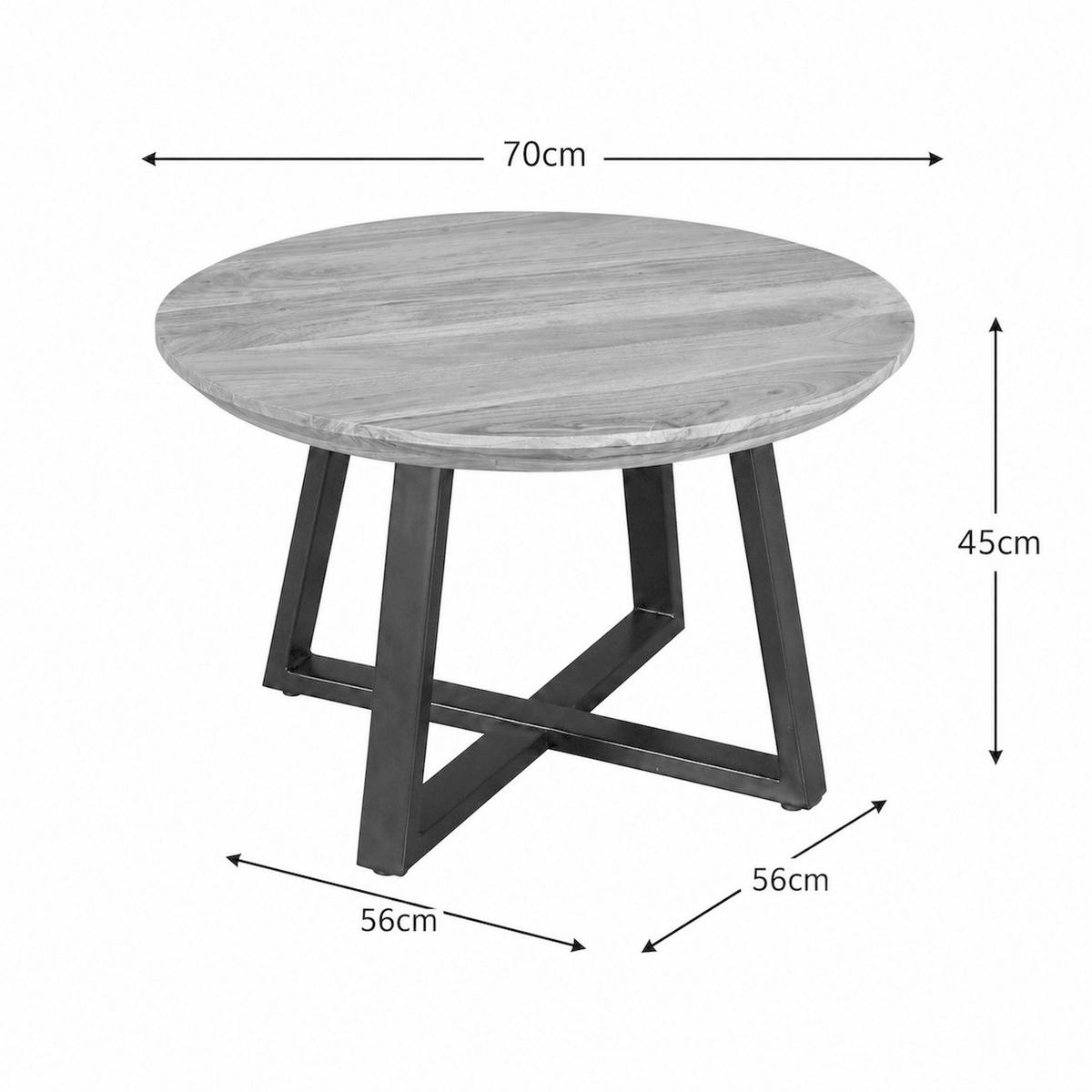 Konferenční stolek Safaga, dřevo/kov - černá/přírodní barvy, Natur, kov/dřevo (70/70/45cm) - Zandiara