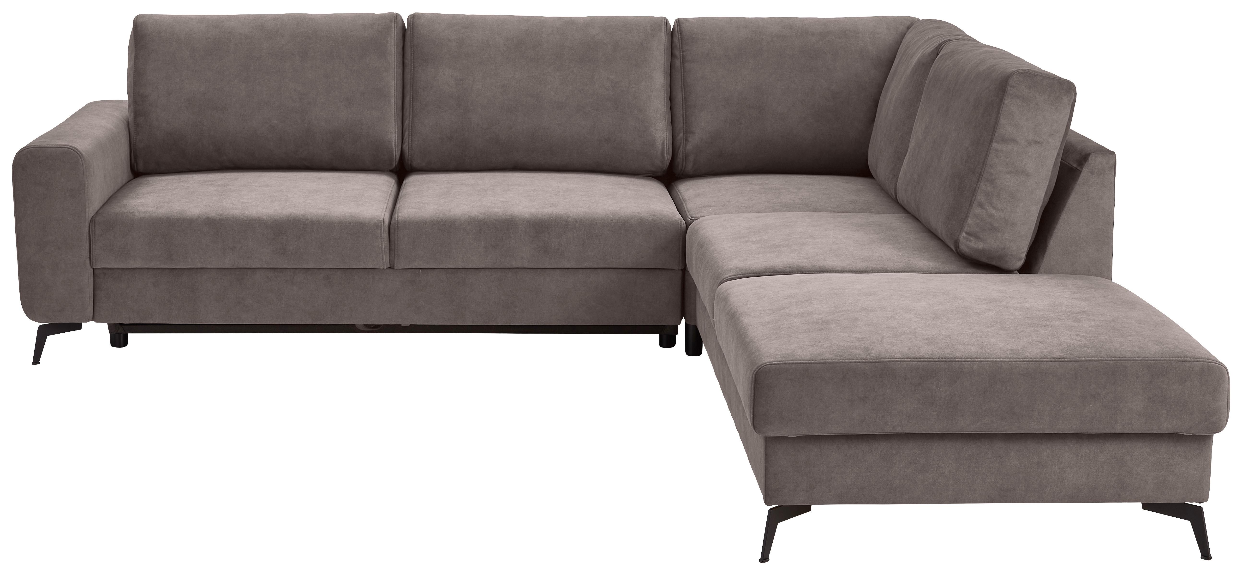 Ecksofa Mit Schlaffunktion Adesso Greige Chenille - Greige/Schwarz, KONVENTIONELL, Textil (275/257cm) - MID.YOU
