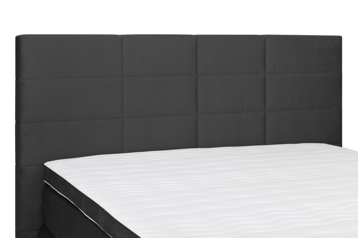 Boxspringbett Mit Topper + Matratze 160x200 Cm Kingston - Anthrazit/Schwarz, MODERN, Textil (160/200cm) - Livetastic