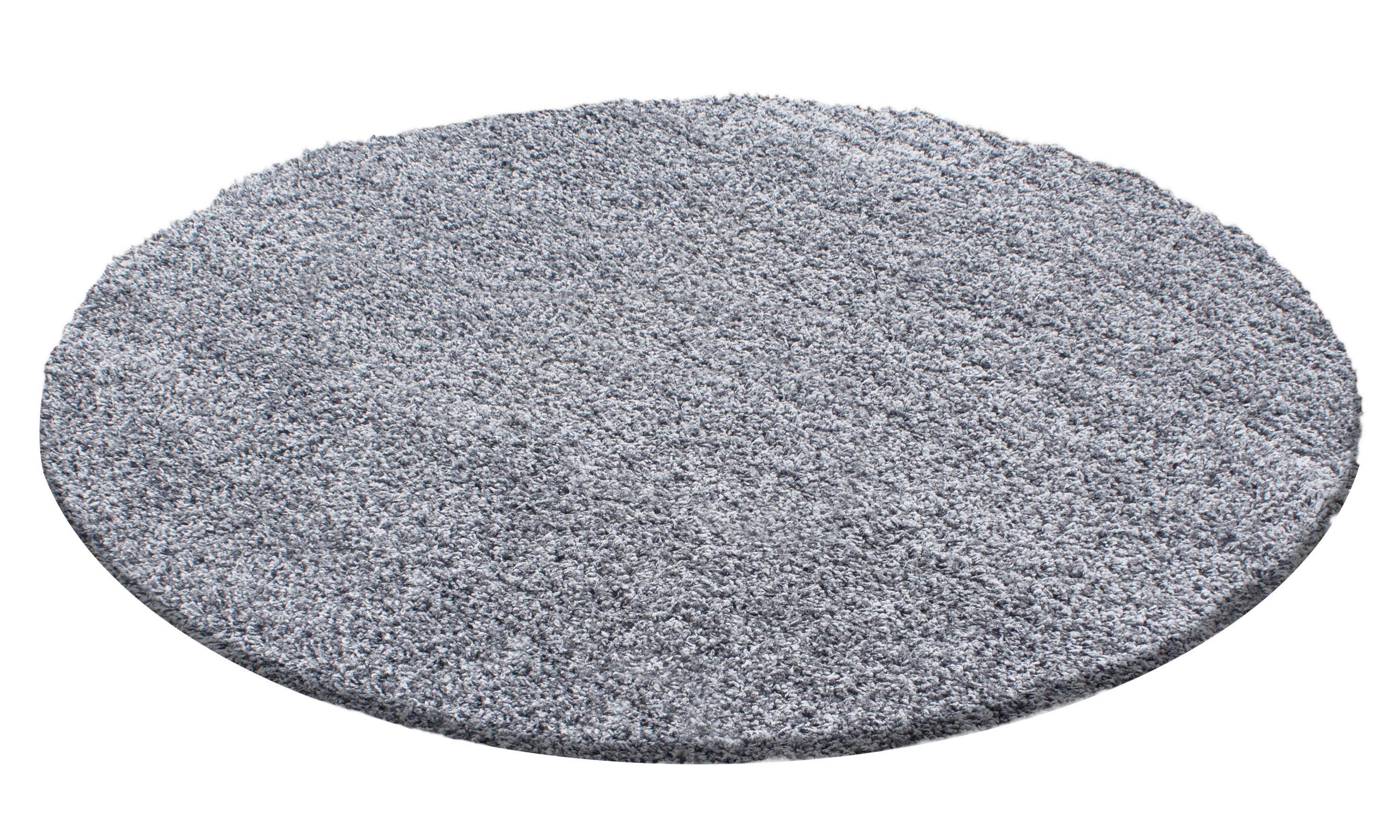 Hochflor Teppich Hellgrau Life Rund Ø 80 cm - Hellgrau, KONVENTIONELL, Textil (80cm) - Novel