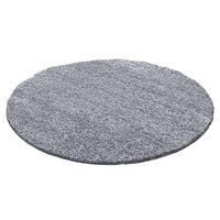 Hochflor Teppich Hellgrau Life Rund Ø 80 Cm - Hellgrau, KONVENTIONELL, Textil (80cm) - Novel