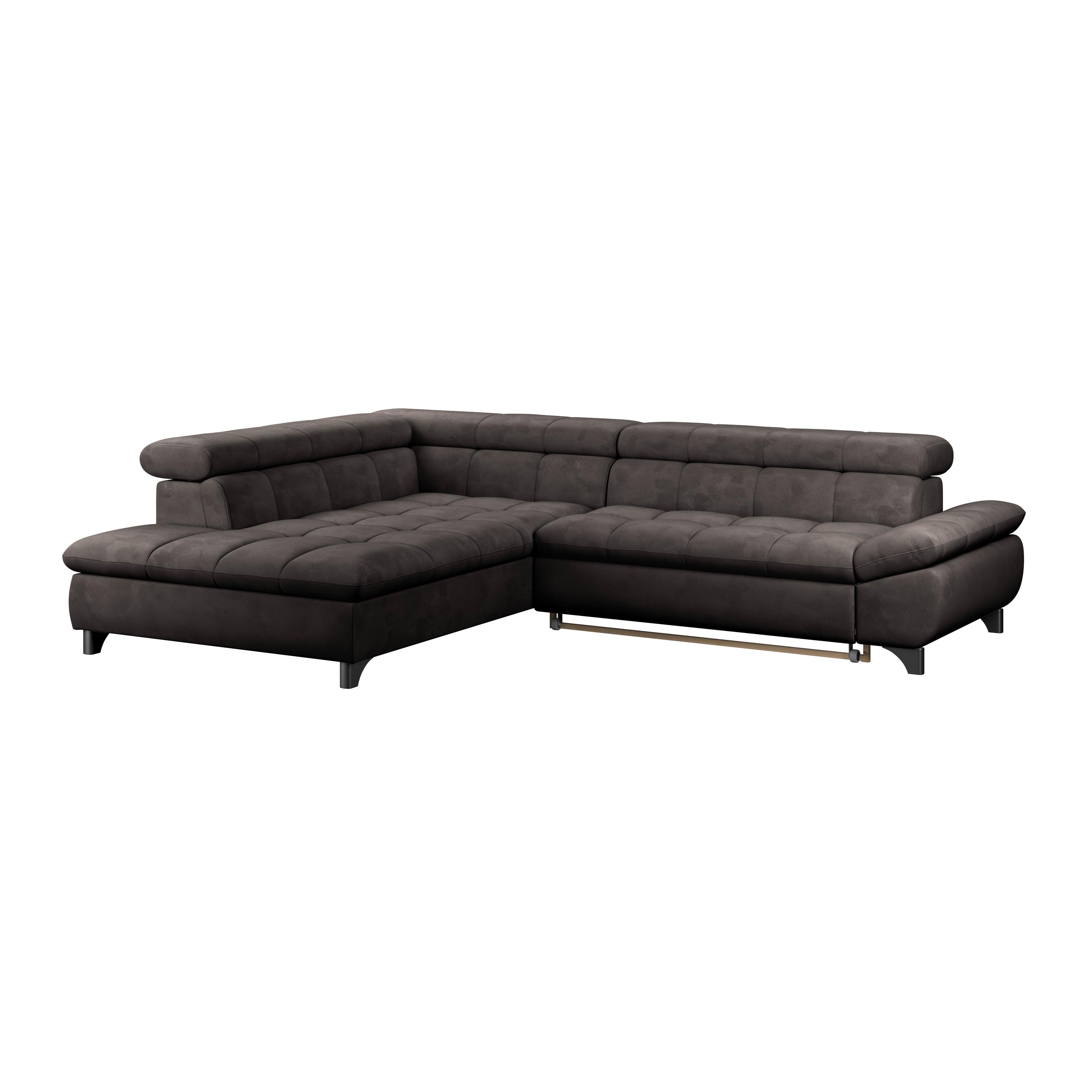 Ecksofa Gemini Dunkelbraun, B: 234cm - Chromfarben/Graubraun, KONVENTIONELL, Textil (234/312cm)