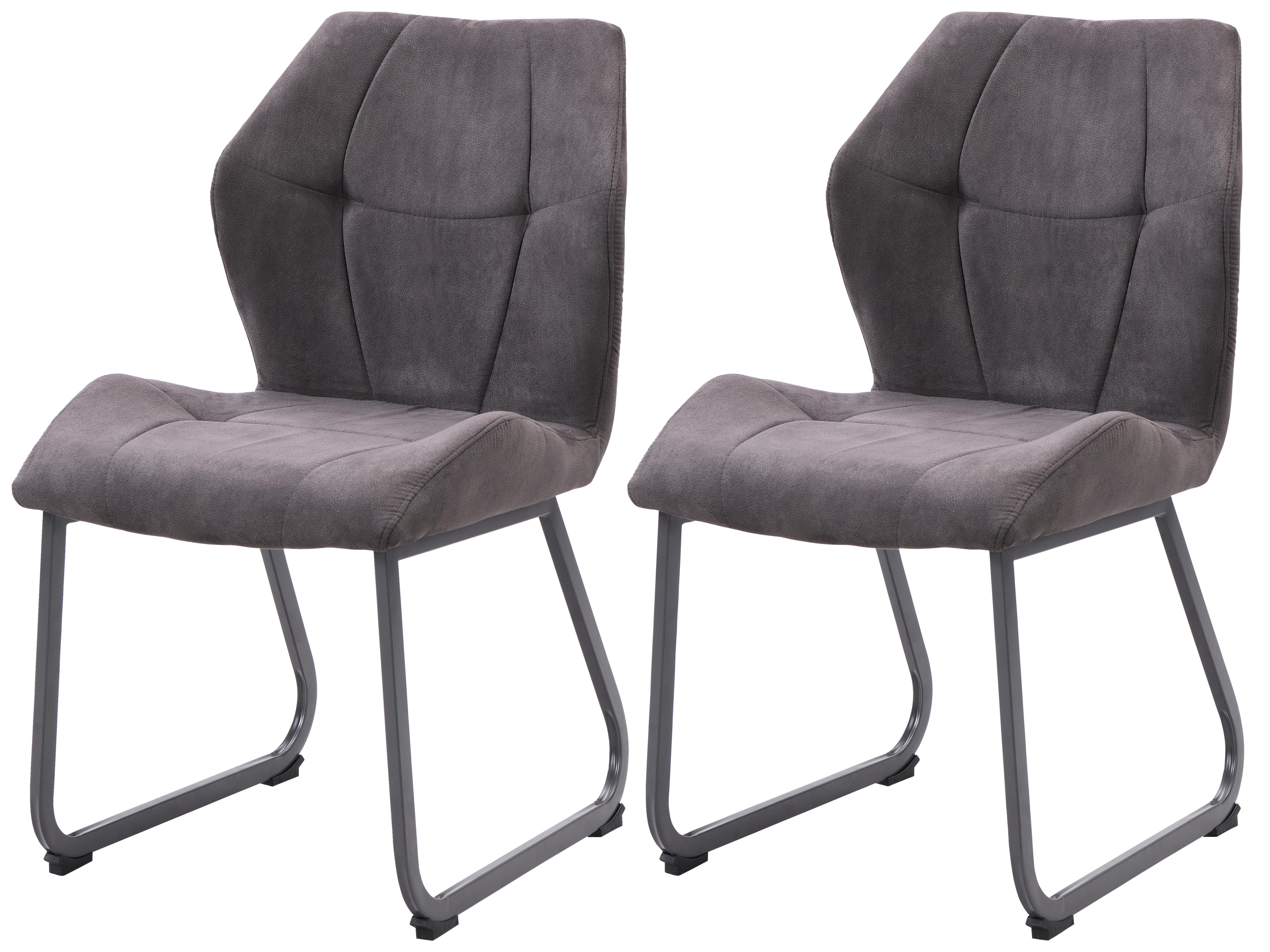 Esszimmerstuhl Rimini Grau 2-Er Set - Grau, MODERN, Textil/Metall (51/86/61cm) - MID.YOU