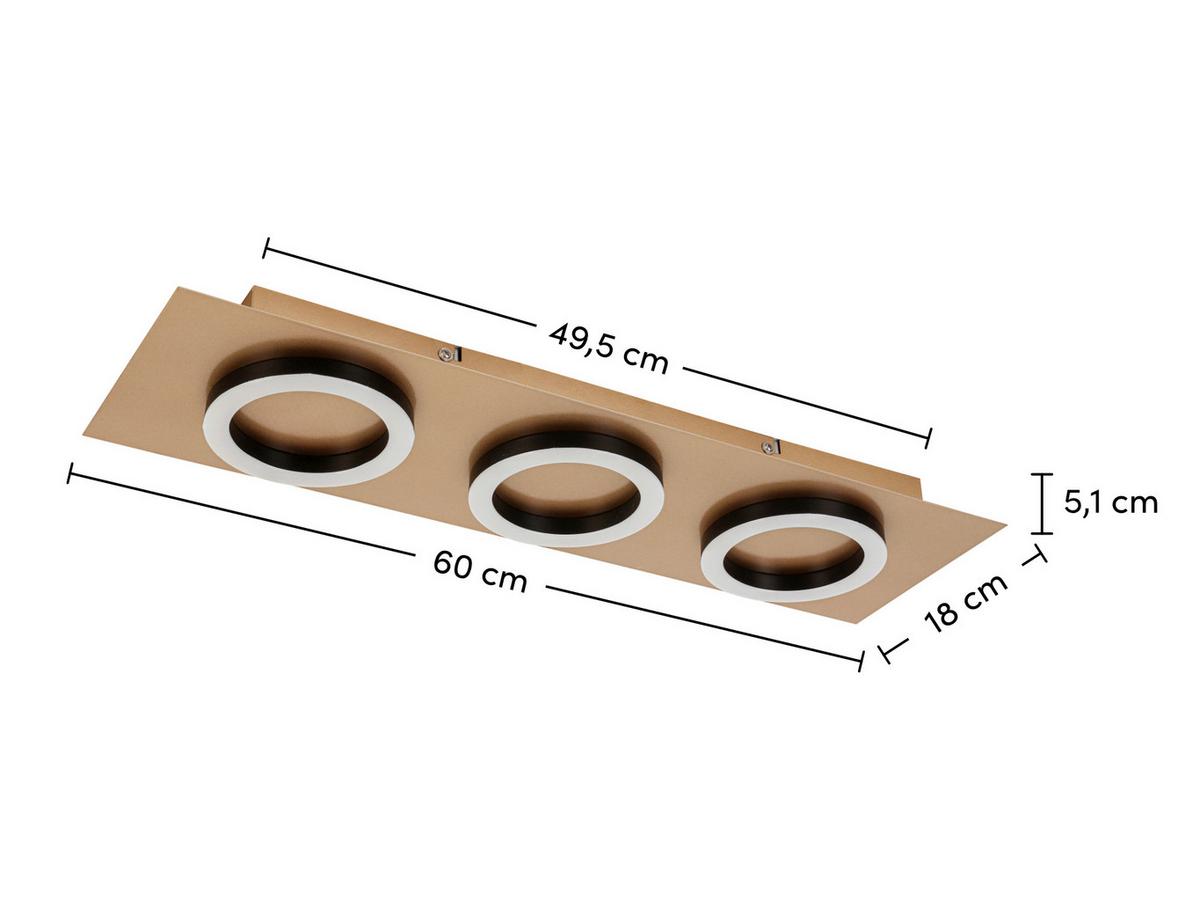 STROPNÉ LED SVIETIDLO EMILORE - čierna/cappuccino, Modern, kov/plast (60/18/5,1cm) - Mömax