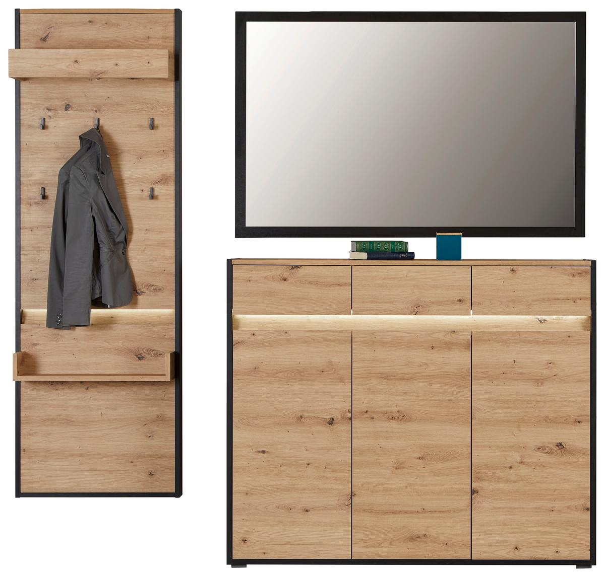 Wandspiegel Welcome Rechteckig Bxh: 130x84 Cm Schwarz Matt - MODERN, Glas/Holzwerkstoff (130/84/2,2cm)