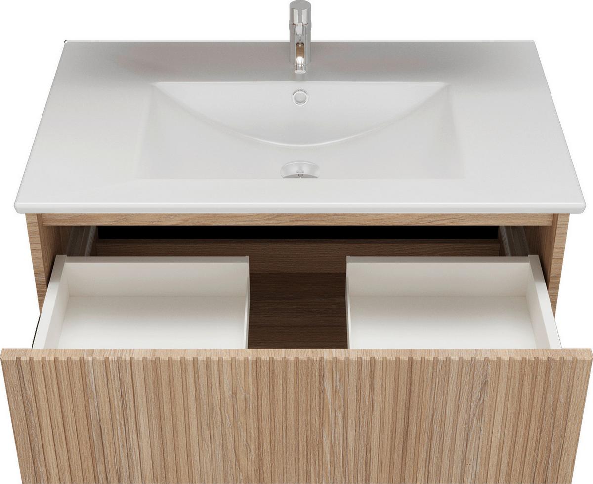 Waschtischkombi Andora Eichefarben Dekor B: 80 cm - Eichefarben, MODERN, Keramik/Holzwerkstoff (80cm) - Stylife