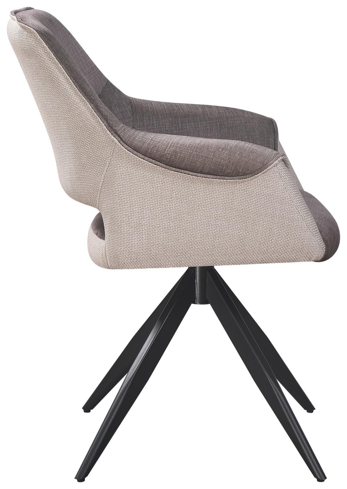 Armlehnstuhl Kiran Samt Beige, B: 62 cm - Beige/Schwarz, KONVENTIONELL, Textil/Metall (62/86/64cm) - MID.YOU