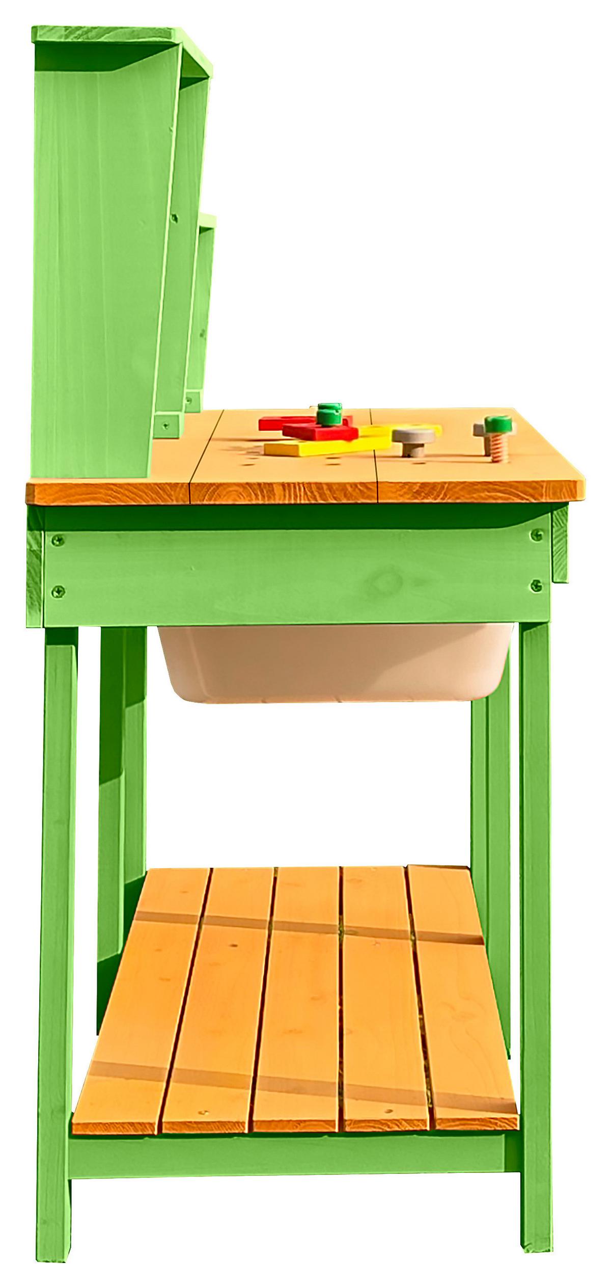 Kinderwerkbank Tobias - Naturfarben/Hellgrün, Trend, Holz (79,1/80/37cm) - James Wood