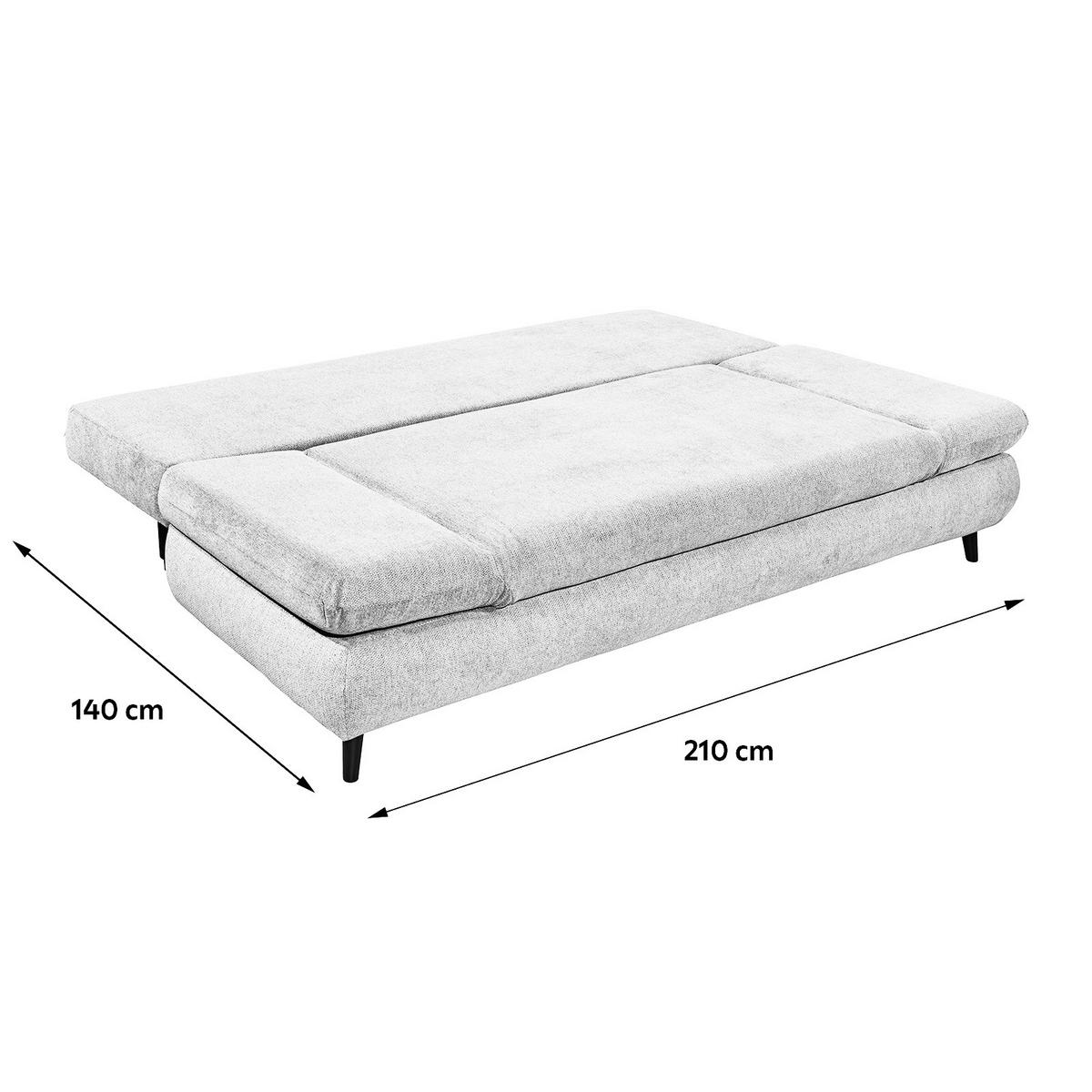 Schlafsofa Sunny 3Dl Hellgrau B: 212 cm - Hellgrau/Schwarz, KONVENTIONELL, Holzwerkstoff/Textil (212/88/101cm) - MID.YOU
