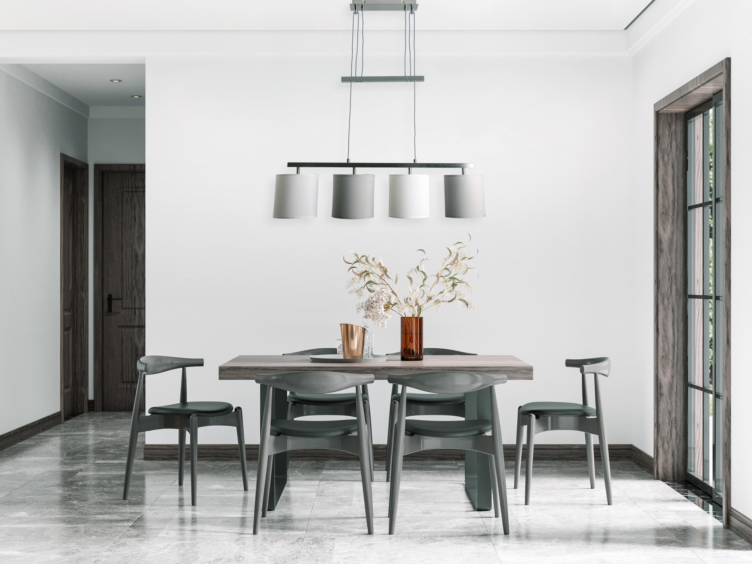 Hängeleuchte Näve H: 116 cm 4-Flammig, Grau/Weiß