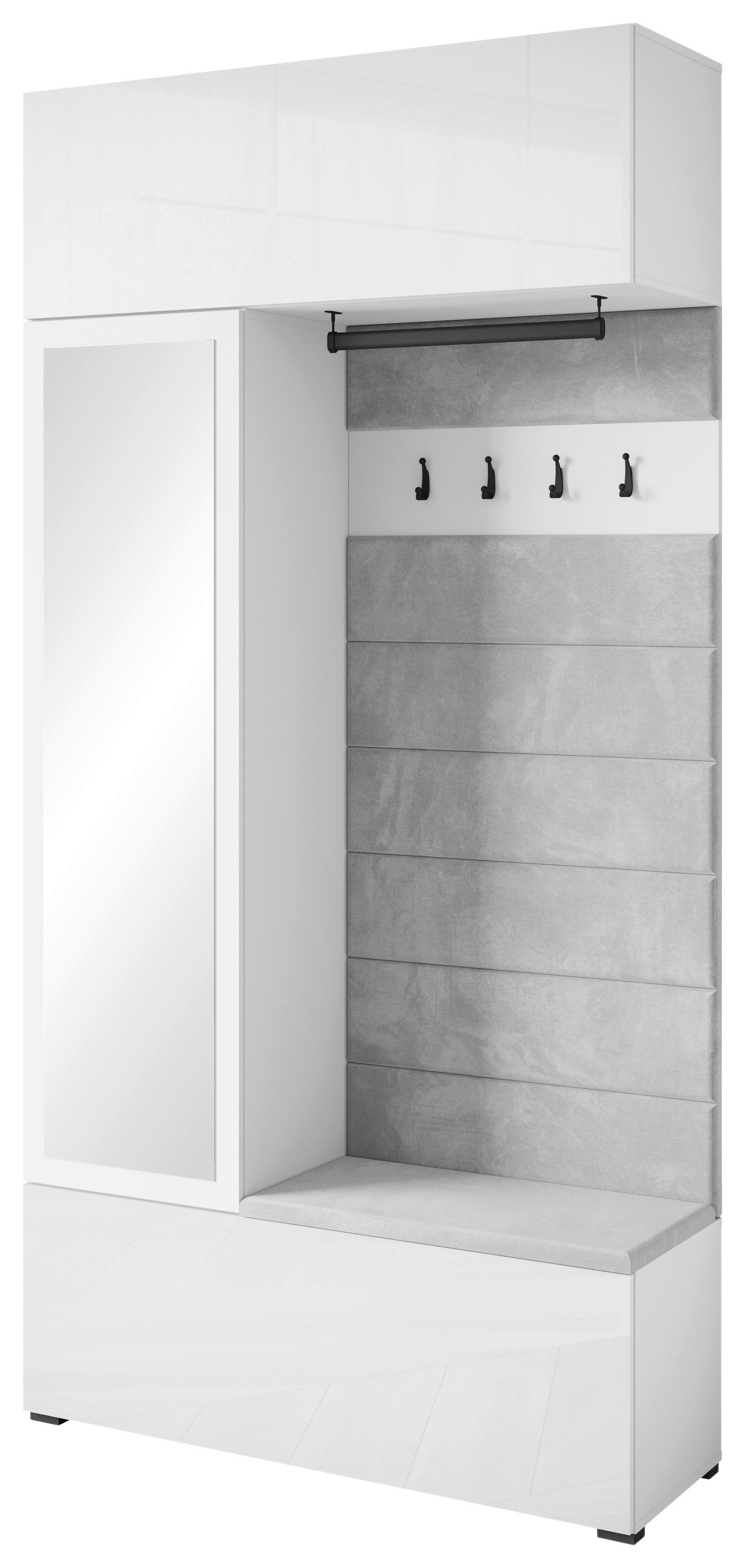 Garderobe Tejo Weiß B: 115 cm - Weiß Hochglanz/Weiß, Trend, Holzwerkstoff (115/231,9/37,5cm) - Livetastic