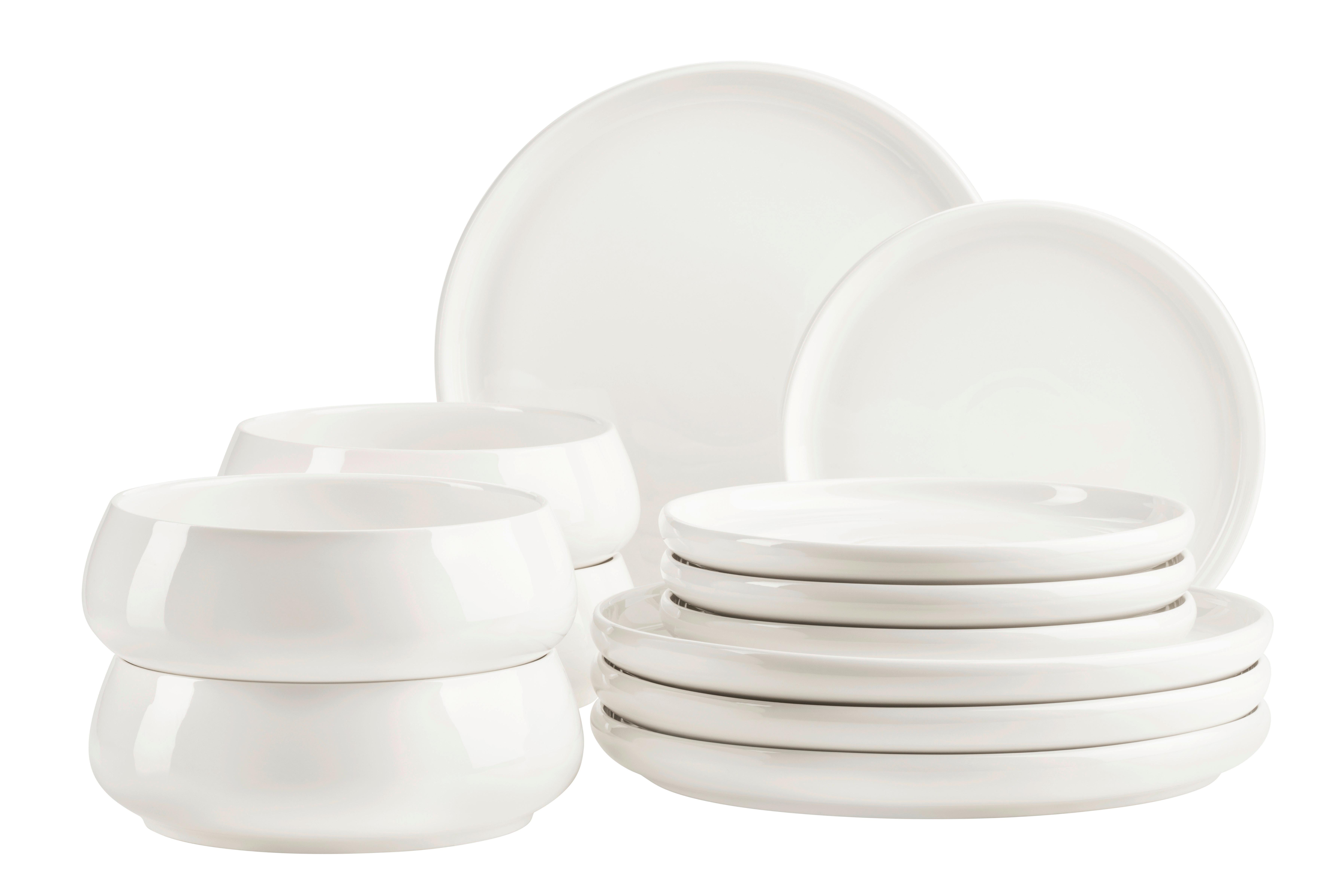 Tafelservice Taya 12-teilig Porzellan, Weiß, 4 Personen - Weiß, Basics, Keramik - Mäser