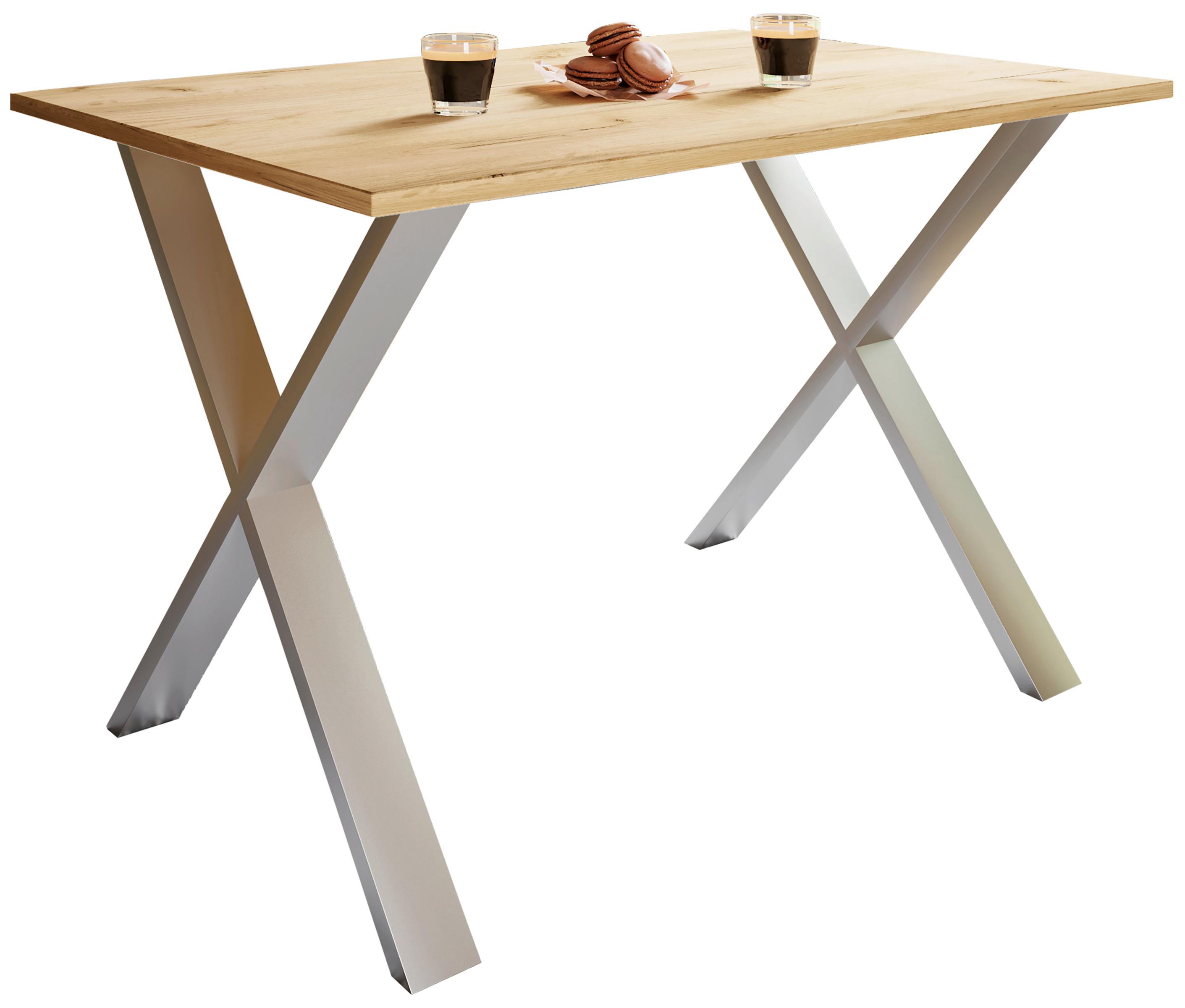 Esstisch Xona Silber, Eiche Dekor L: 110 Cm - Honigeiche/Silberfarben, Basics, Holzwerkstoff (110/80/76cm) - MID.YOU