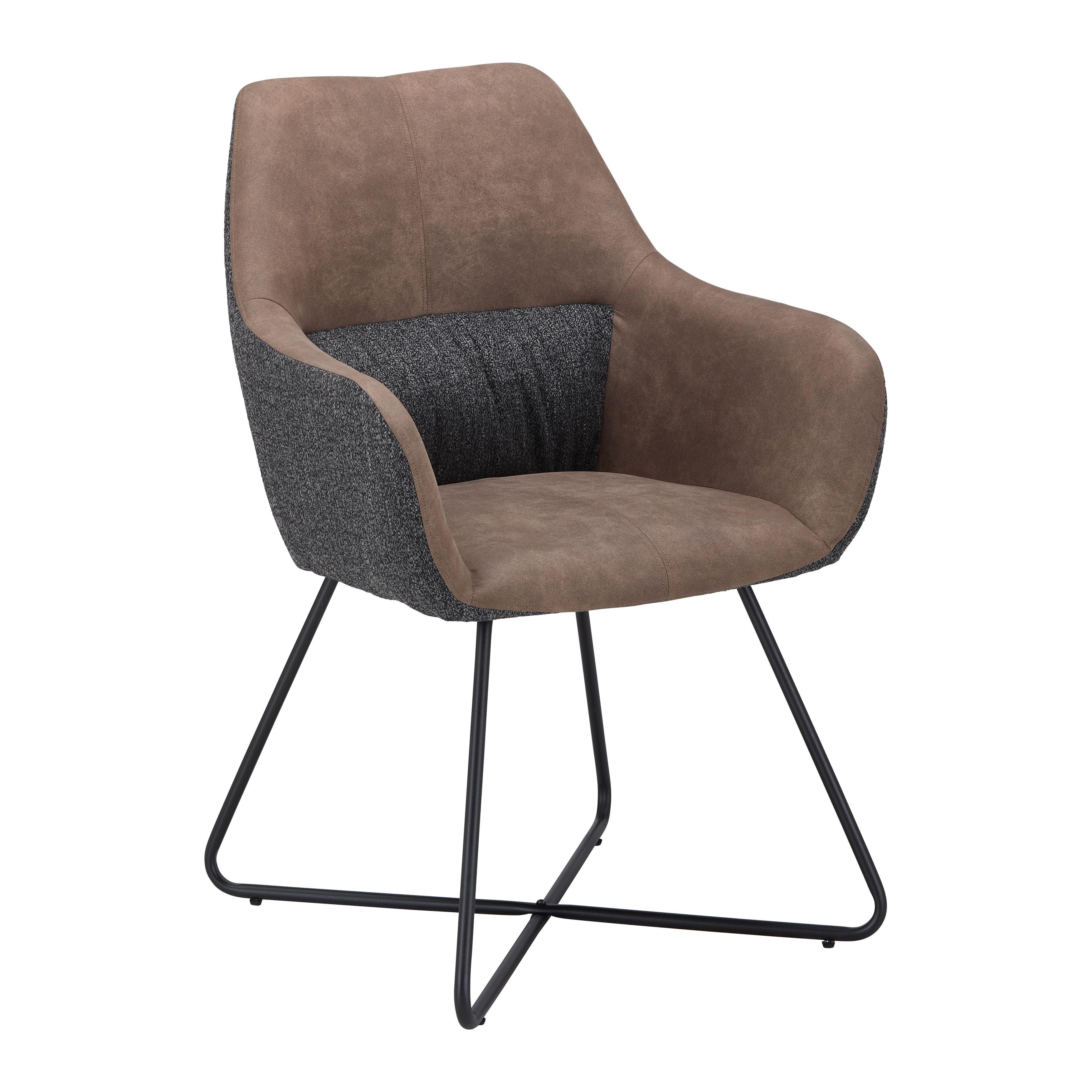 Židle LIYA šedá a hnědá - černá/tmavě šedá, Moderní, kov/dřevo (63/90/65cm) - Bessagi Home