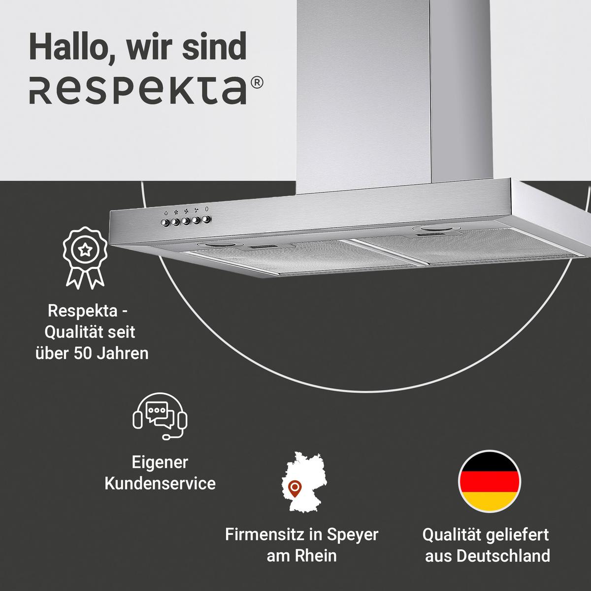 Dunstabzugshaube Enna Edelstahlfarben B: 60 Cm, Led - Edelstahlfarben, Trend, Glas/Metall (60/48-86/50cm) - Respekta