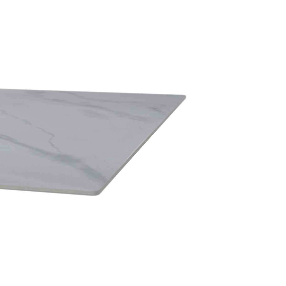 Jídelní stůl Livan bílý s rovnou hranou - bílá/černá, Moderní, kov/kámen (180/90/76cm) - Bessagi Home