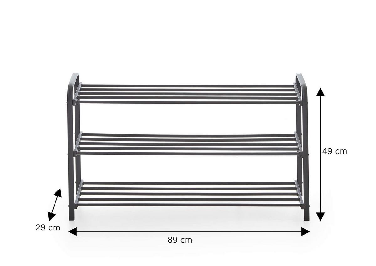 Schuhregal Schwarz B: 89 Cm - Schwarz, Design, Metall (89/49/29cm) - MID.YOU