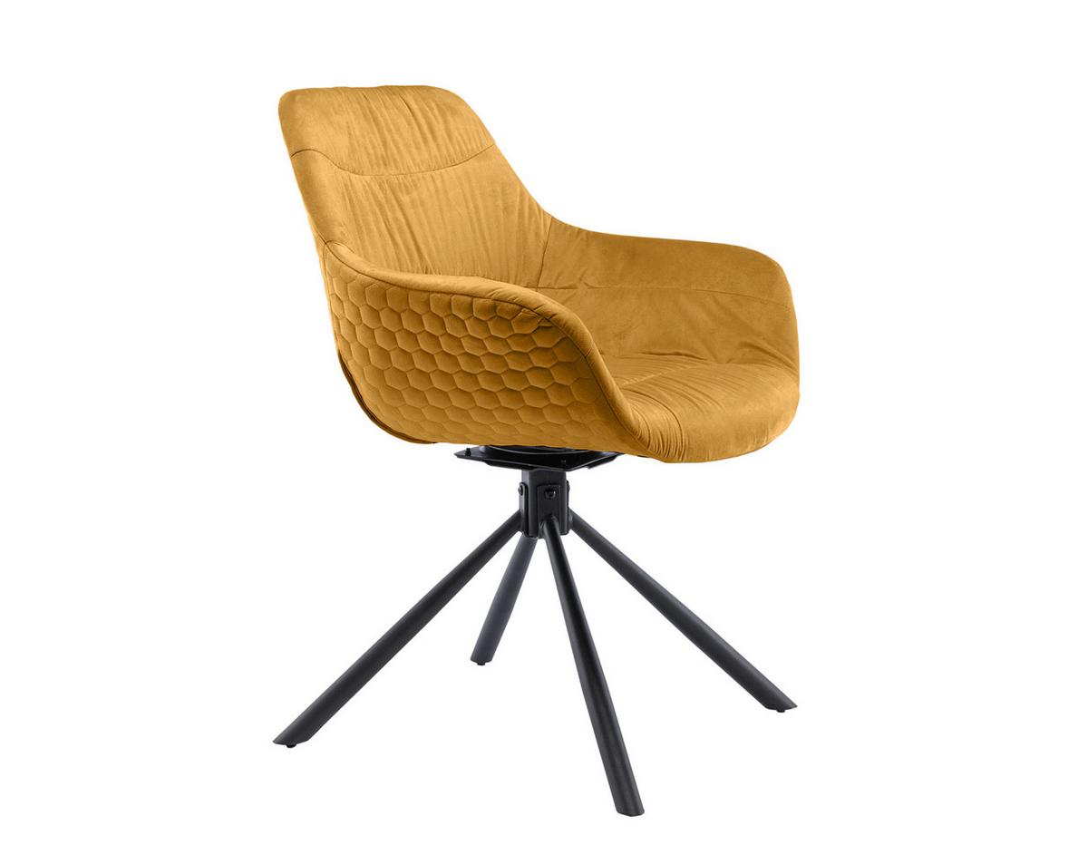Armlehnstuhl Senfgelb B: 64 Cm - Senfgelb/Schwarz, MODERN, Textil/Metall (64/82/63cm) - Livetastic