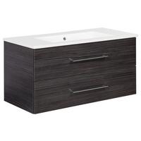 Waschbecken mit Unterschrank Perfekt B: 103cm Braun - Dunkelbraun/Weiß, MODERN, Keramik/Holzwerkstoff (103cm) - MID.YOU