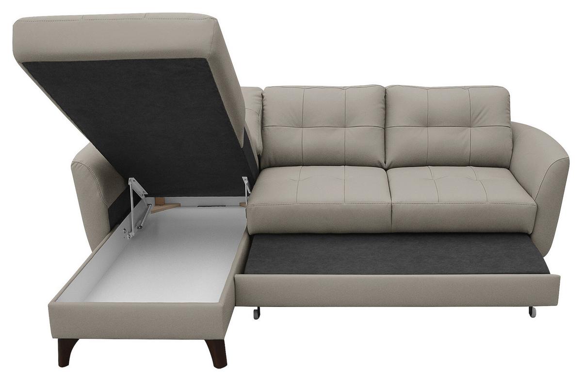 Ecksofa Nordic Plantinfarben S: 168x238 cm - Platinfarben/Buchefarben, Design, Leder/Textil (168/238cm) - Livetastic