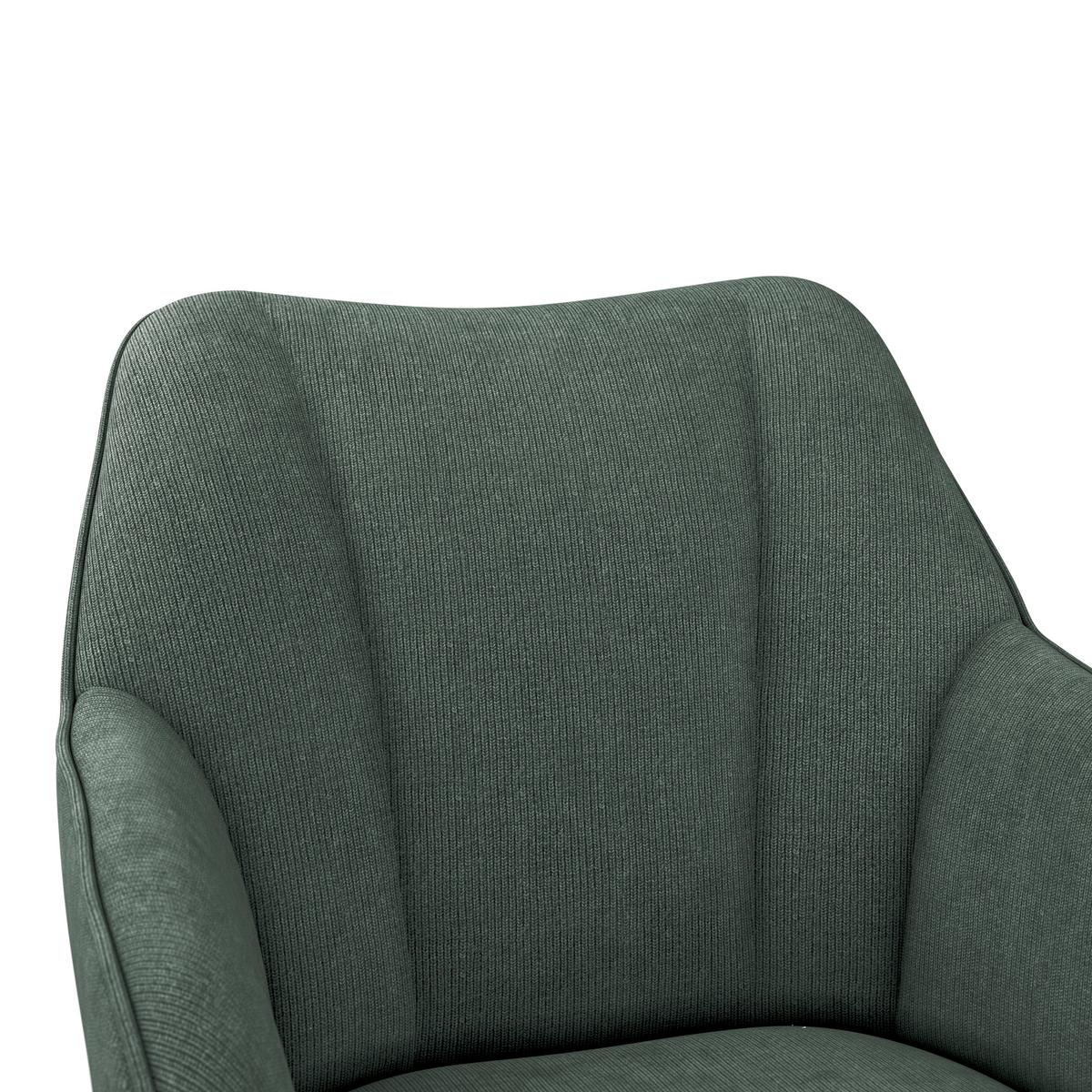 Armlehnstuhl Caro grün gepolstert - Schwarz/Grün, KONVENTIONELL, Holz/Textil (55/83/61cm) - Nedis SmartLife