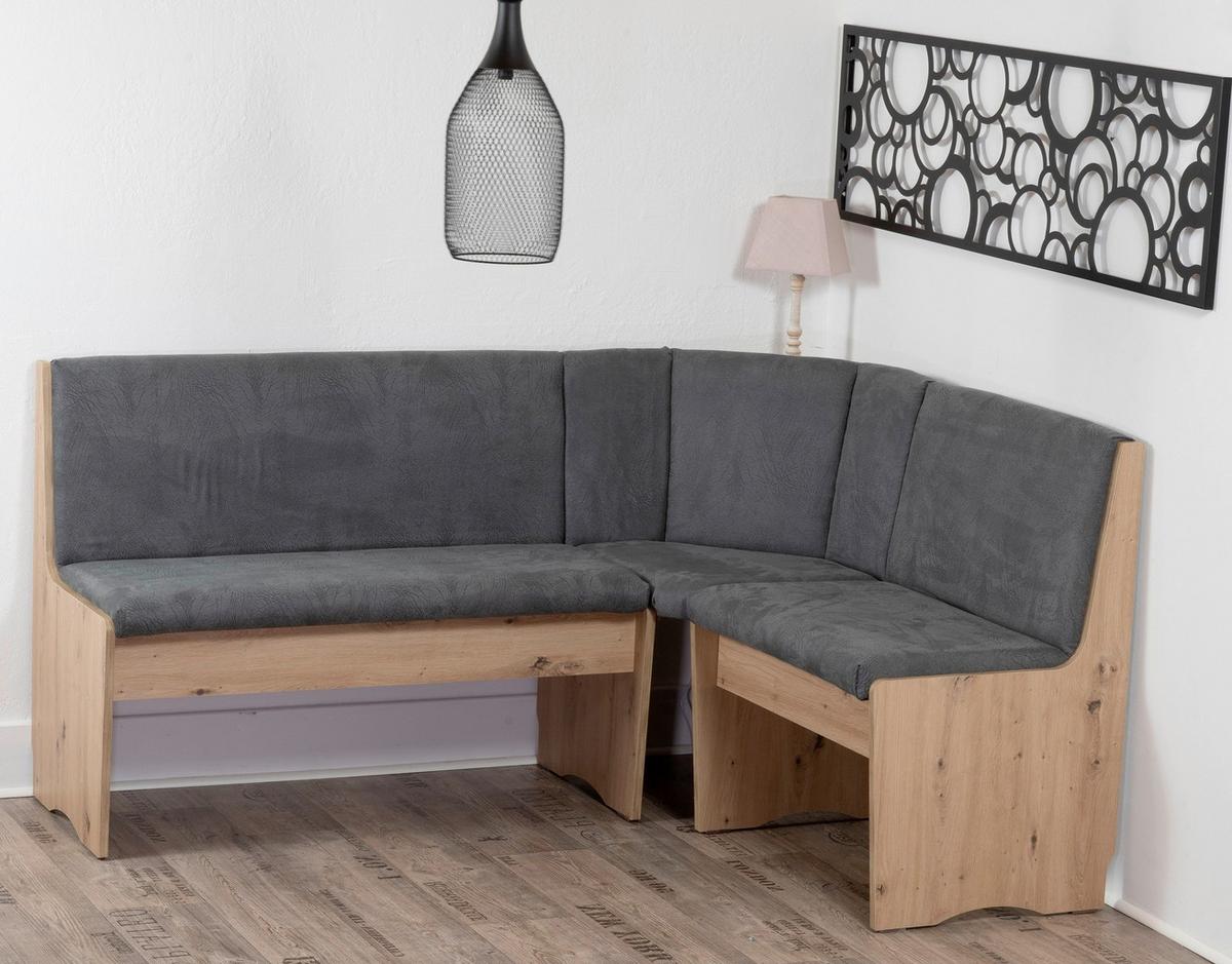 Eckbank Duisburg Titanic Grau, Eiche B: 165 Cm - Eiche Artisan/Grau, KONVENTIONELL, Holzwerkstoff/Textil (165/89/125cm) - MID.YOU