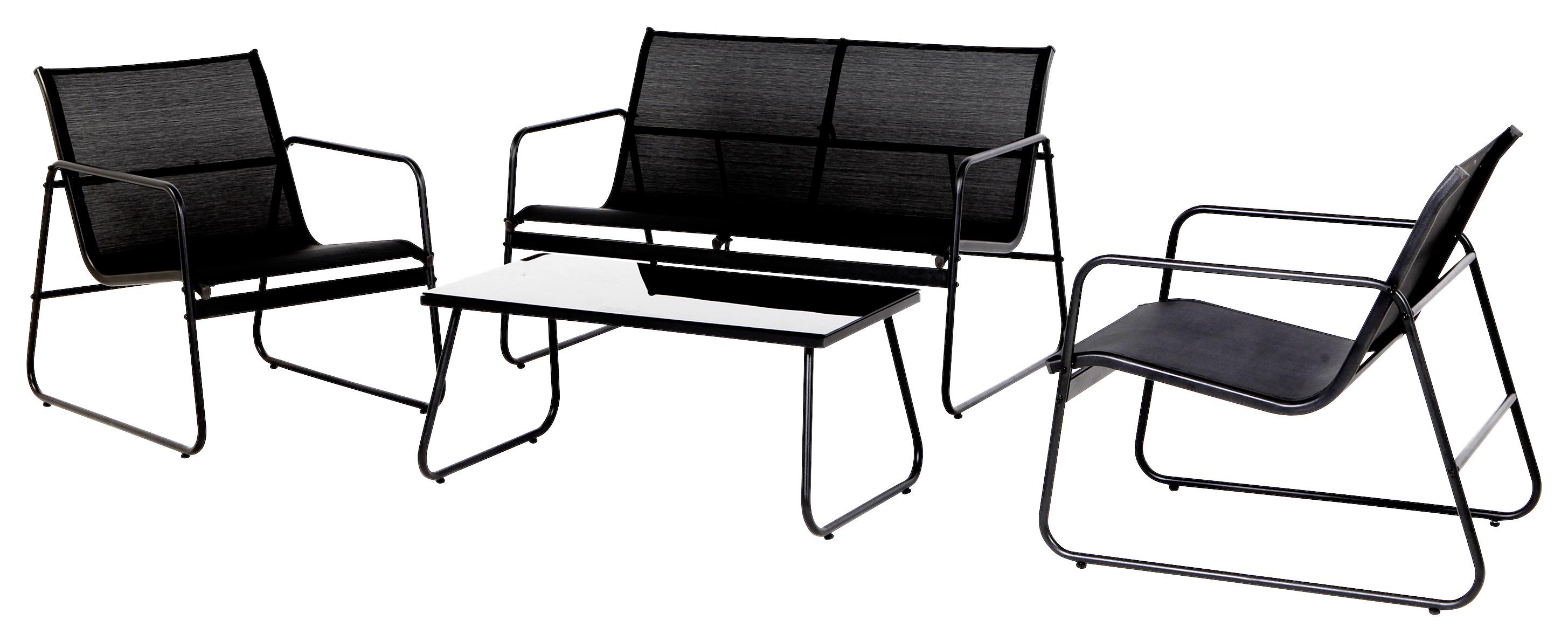 Lounge-garnitúra Malta - Fekete, modern, Üveg/Fém (59/75/76/112/75/76/85/37/45cm) - Luca Bessoni