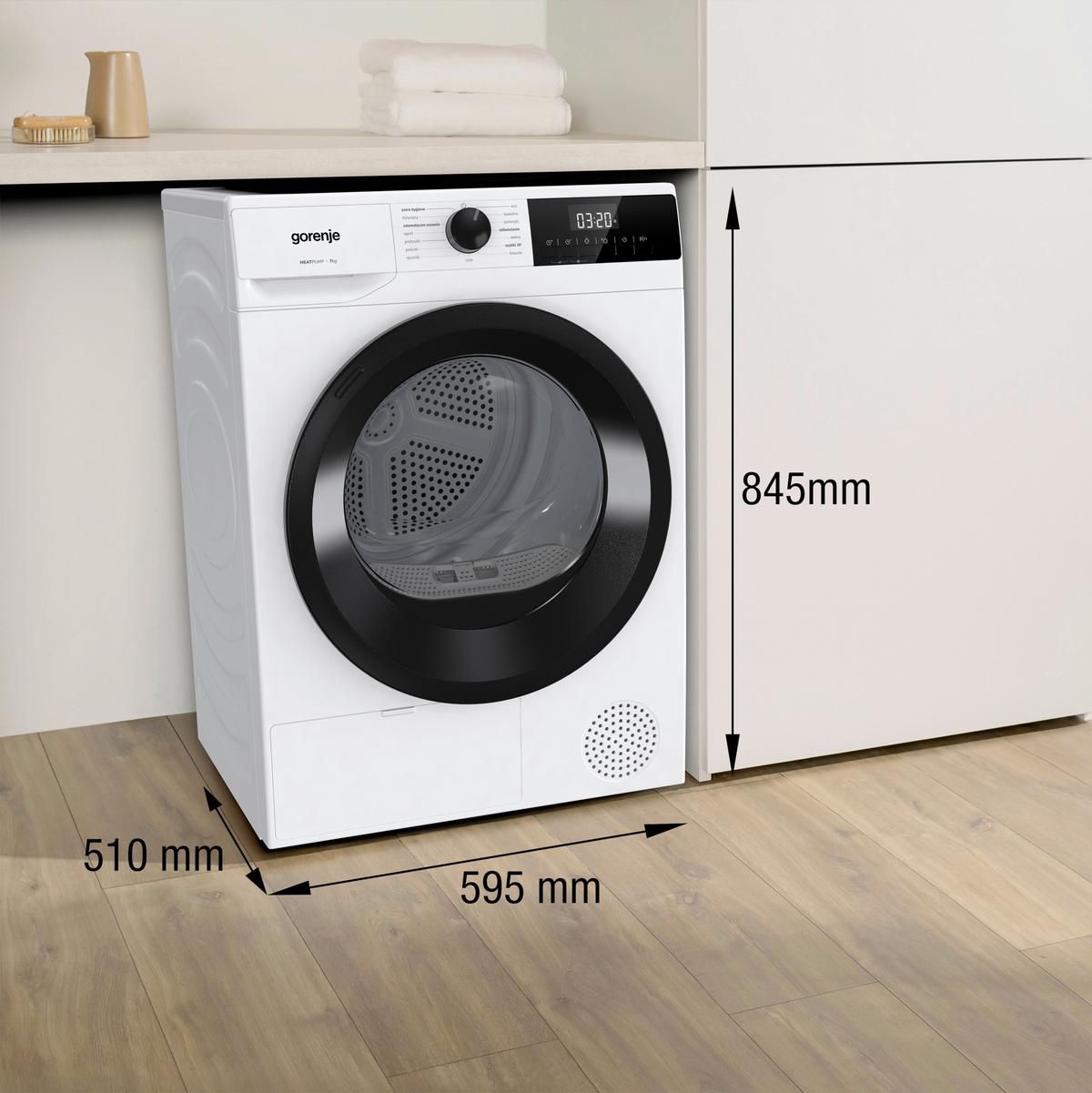 Wärmepumpentrockner D2HNE7D/AT Füllmenge ca. 7 kg, EEKL: D - Weiß, Basics, Kunststoff/Metall (59,5/84,5/51cm) - Gorenje