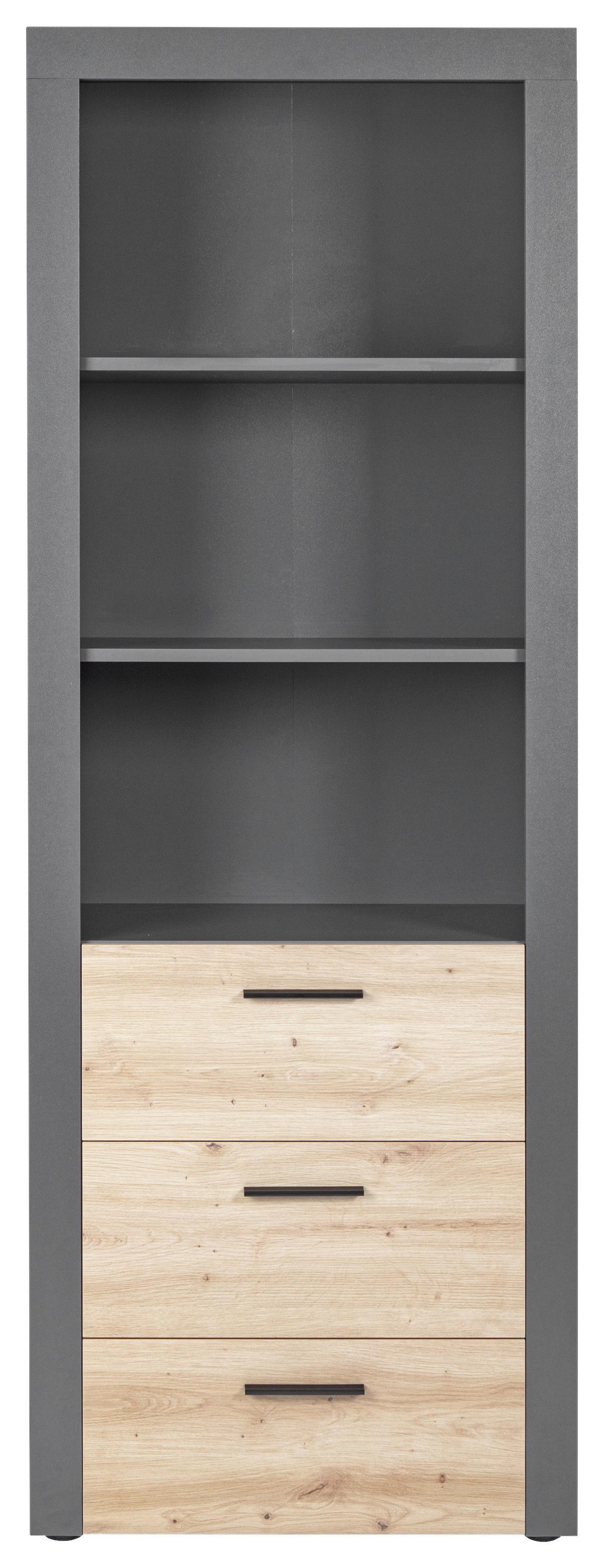 Regal mit Laden Corbeto B: 68,6 cm Anthrazit - Anthrazit/Eiche Artisan, Basics, Holzwerkstoff (68,6/190/41,6cm) - MID.YOU
