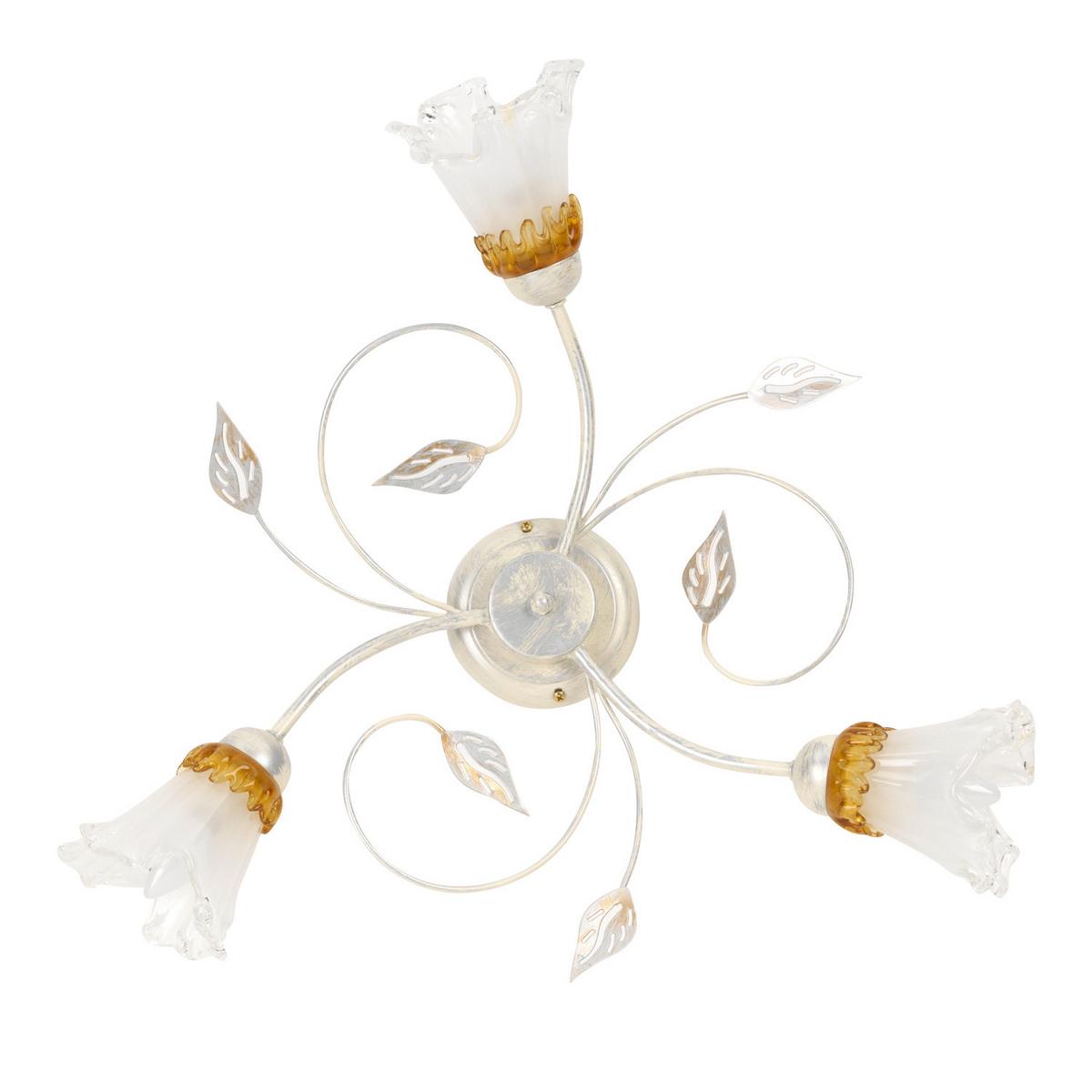 Deckenleuchte 4998/pl3 - Weiß, KONVENTIONELL, Glas/Metall (55/18cm)