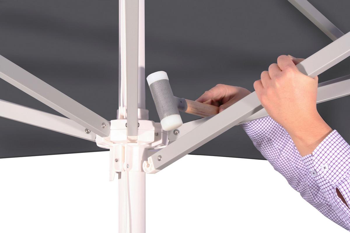 Ampelschirm Quadro LxBxH: 300x295x300cm Anthrazit - Anthrazit/Silberfarben, Basics, Textil/Metall (300/295/300cm) - Schneider